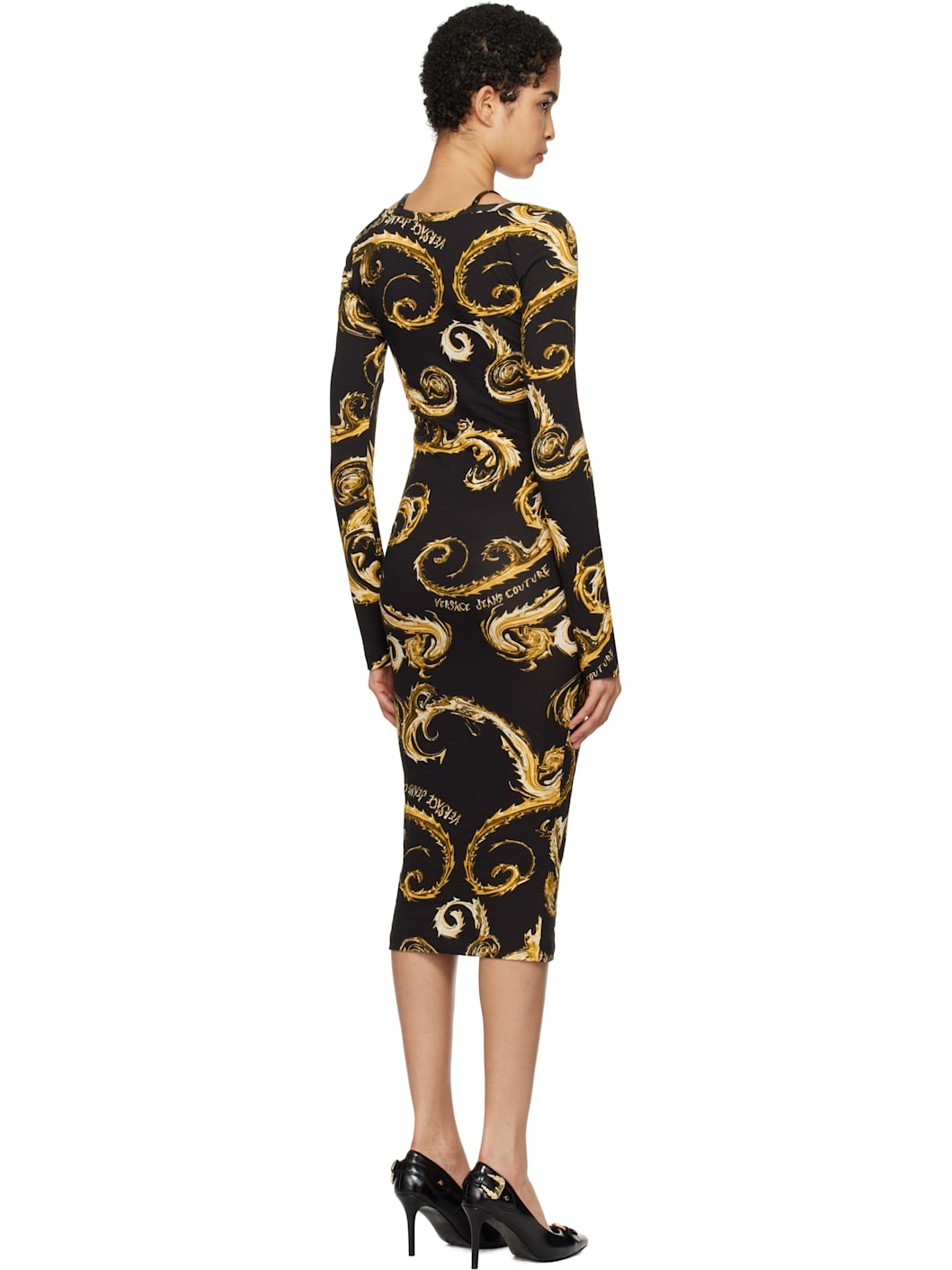 Black Chromo Couture Midi Dress - 3