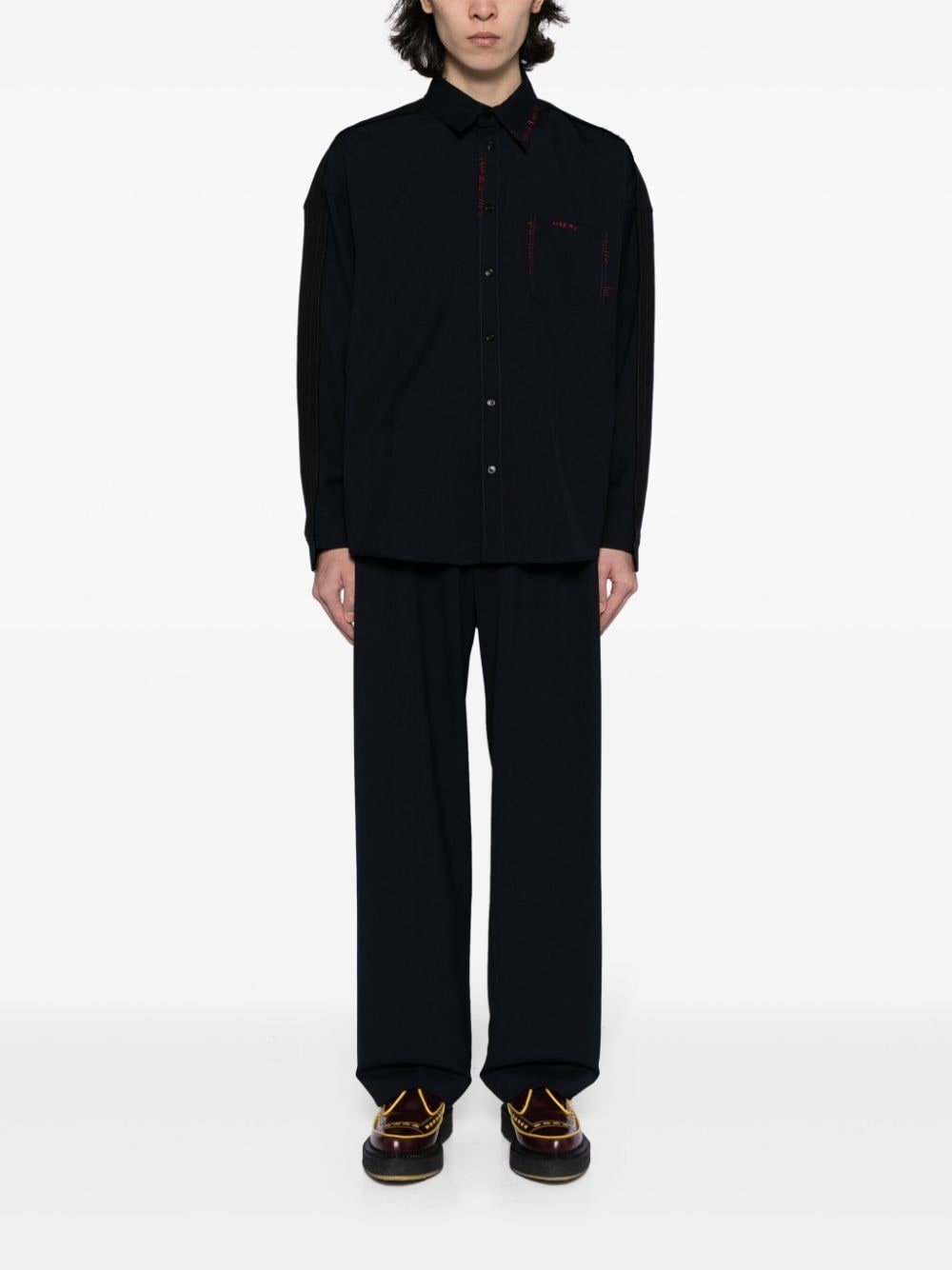 logo-embroidered wool shirt - 2