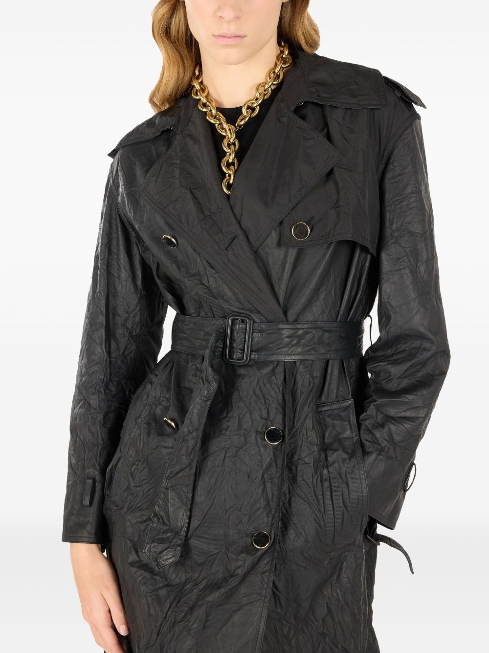crinkled trench coat - 7