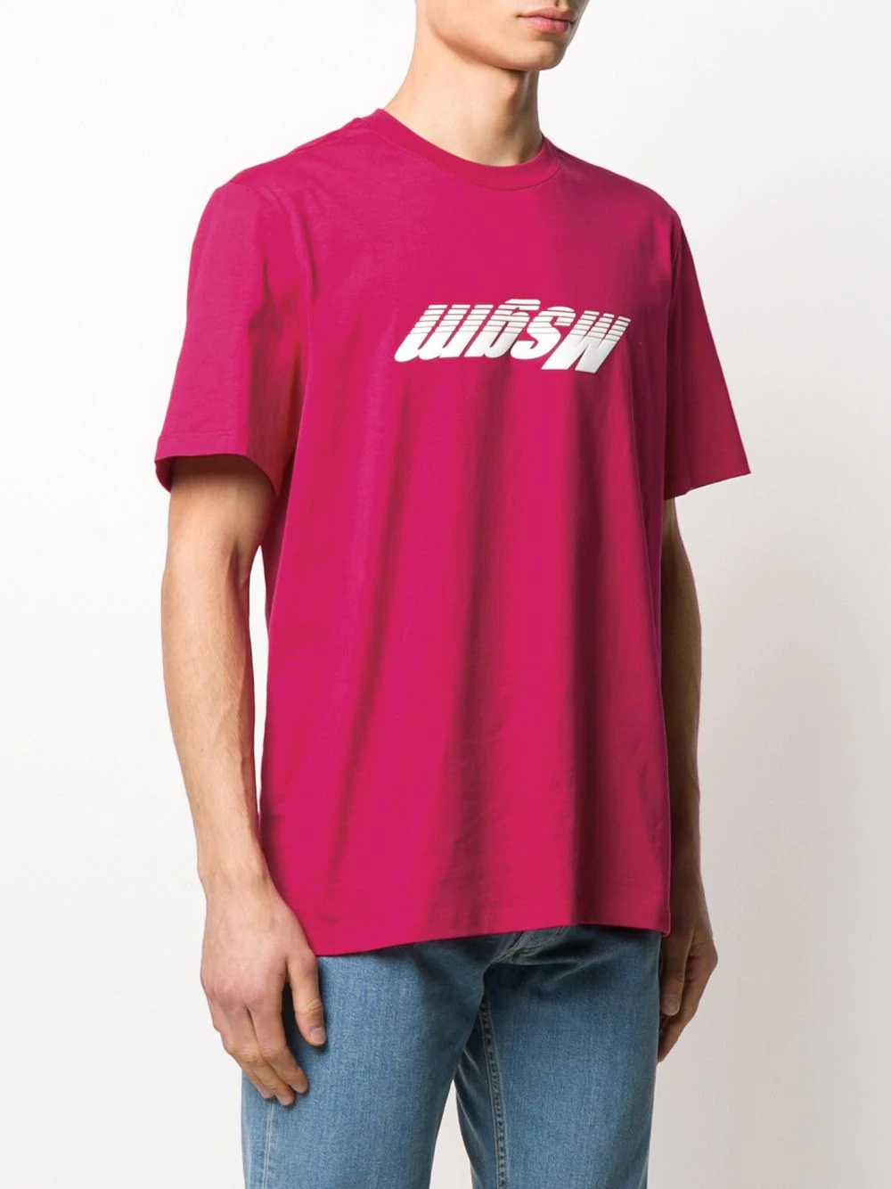 upside down logo print T-shirt - 3