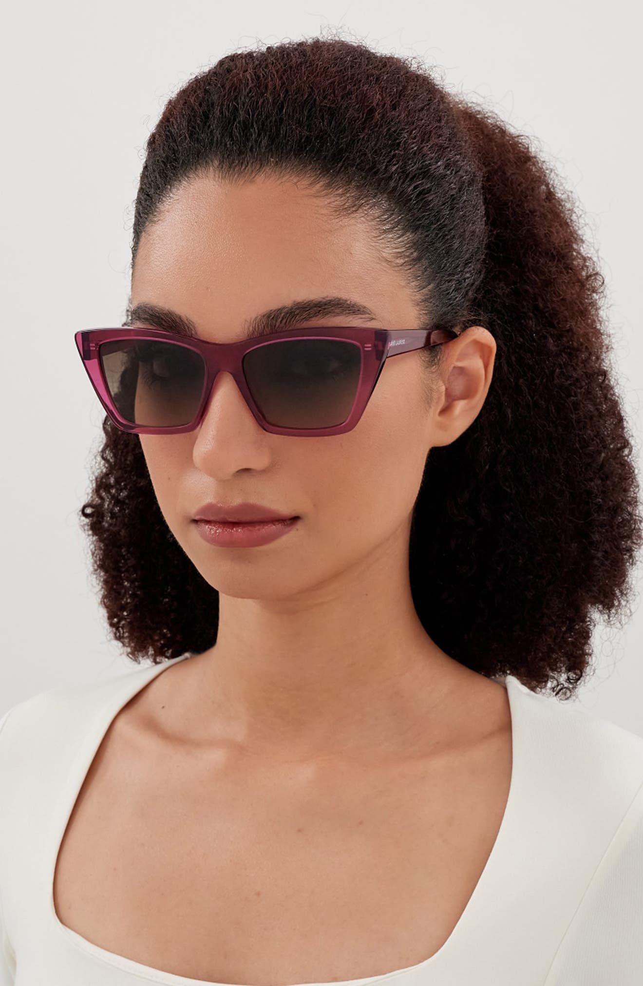 Saint Laurent 53mm Cat Eye Sunglasses in Pink at Nordstrom - 3