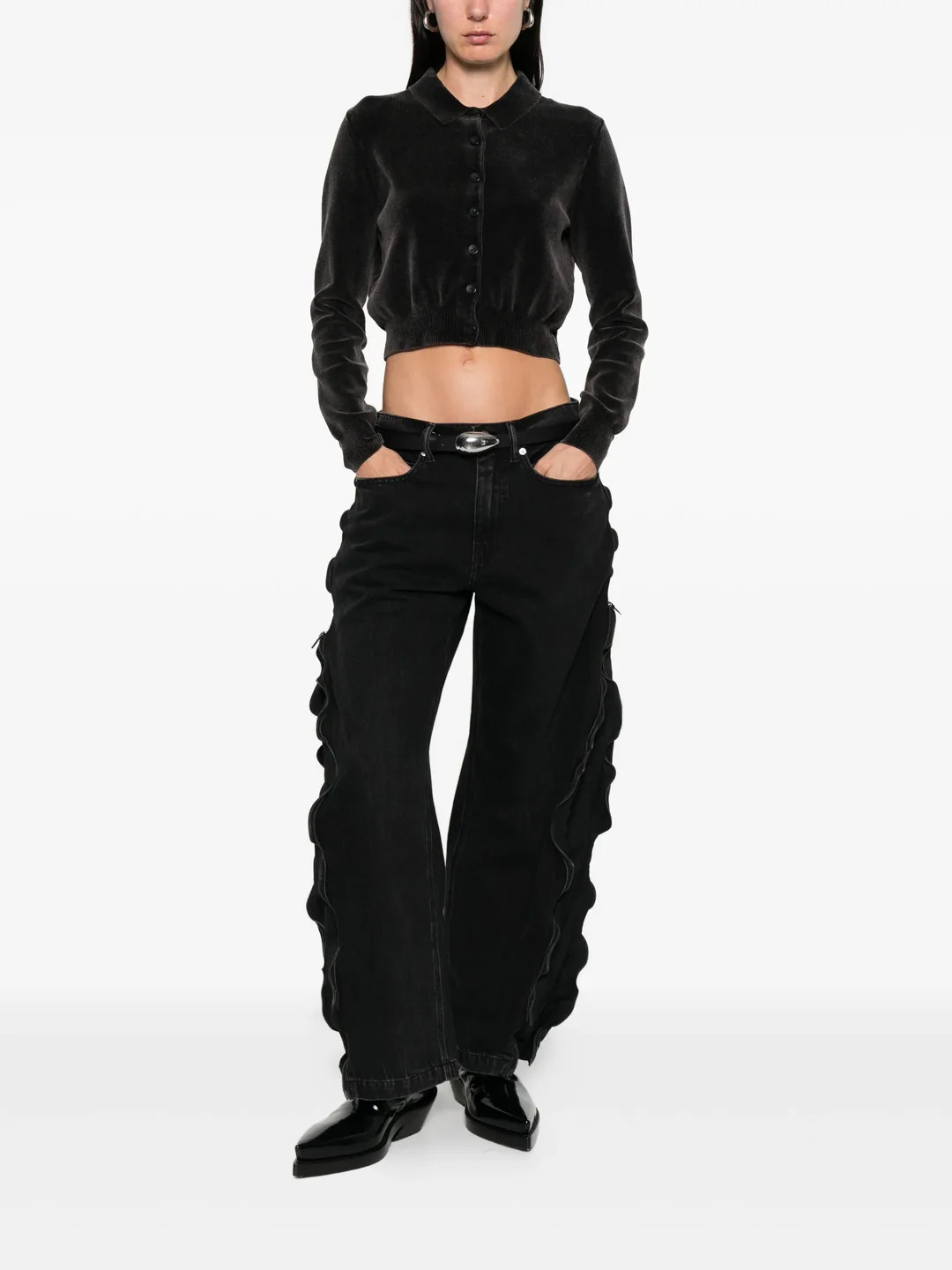Curved Zipper Pants - 2