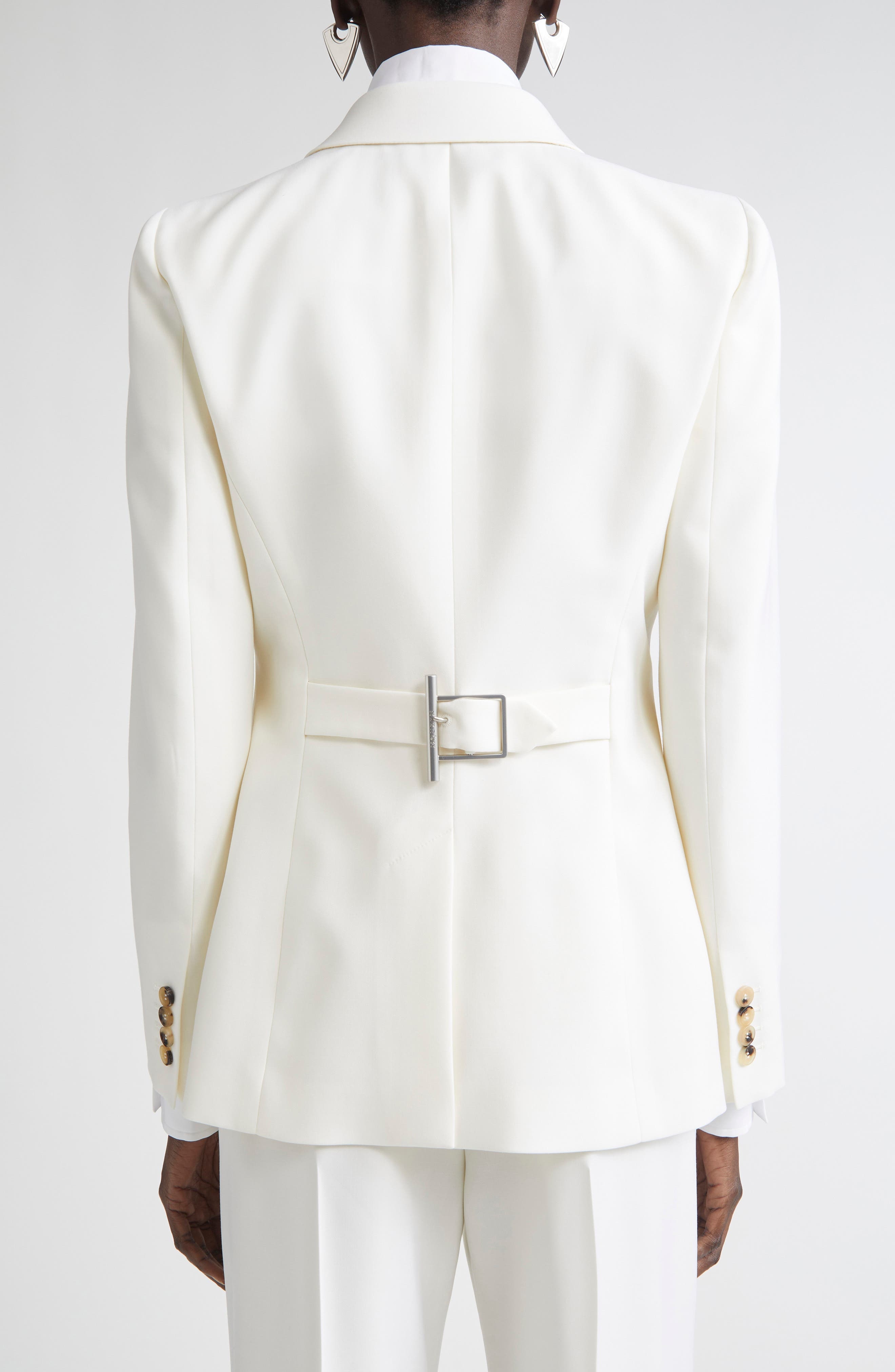 McQueen Single Breasted Wool Martingale Blazer in Bone at Nordstrom - 3
