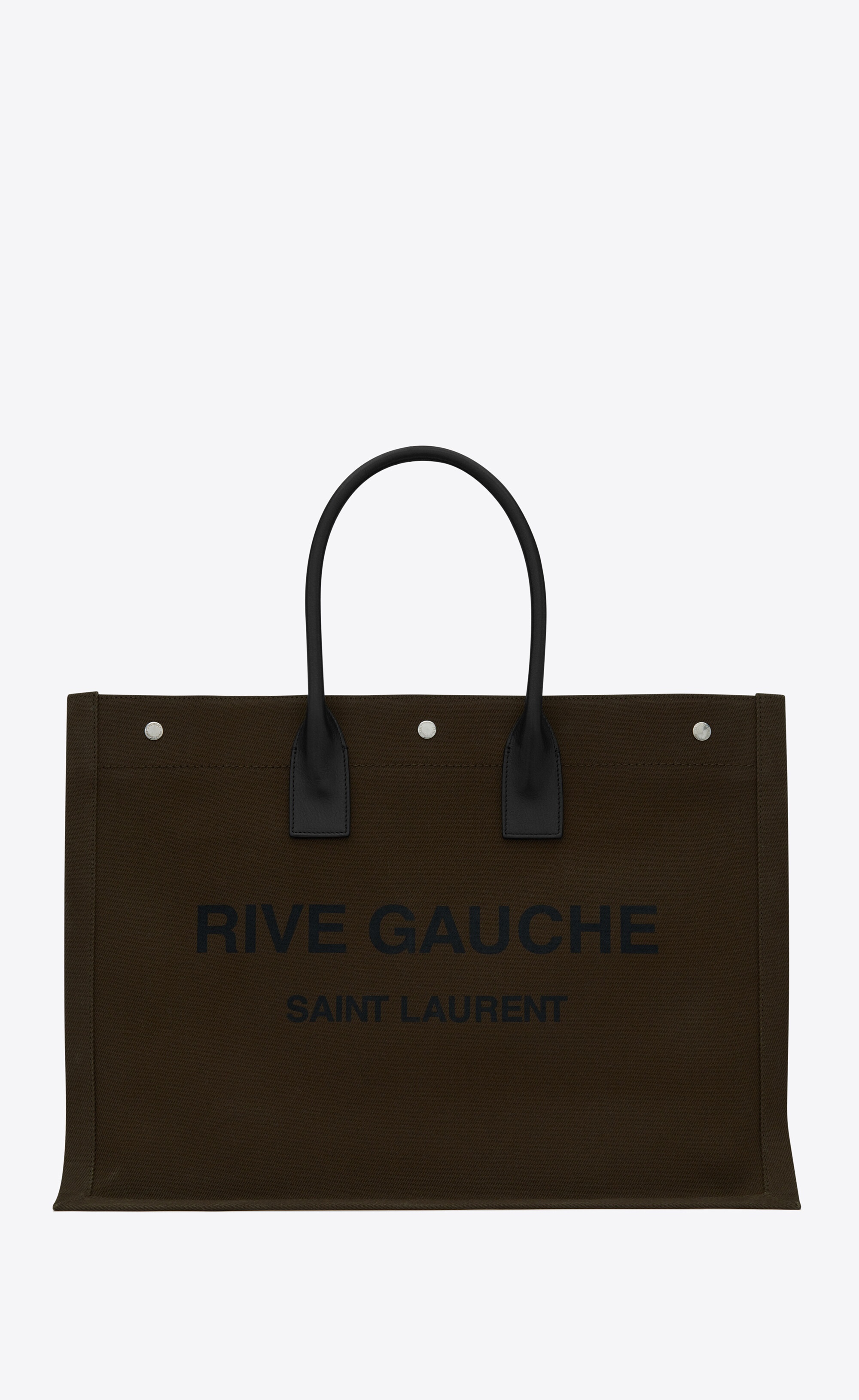 rive gauche large tote bag in printed canvas and leather - 1