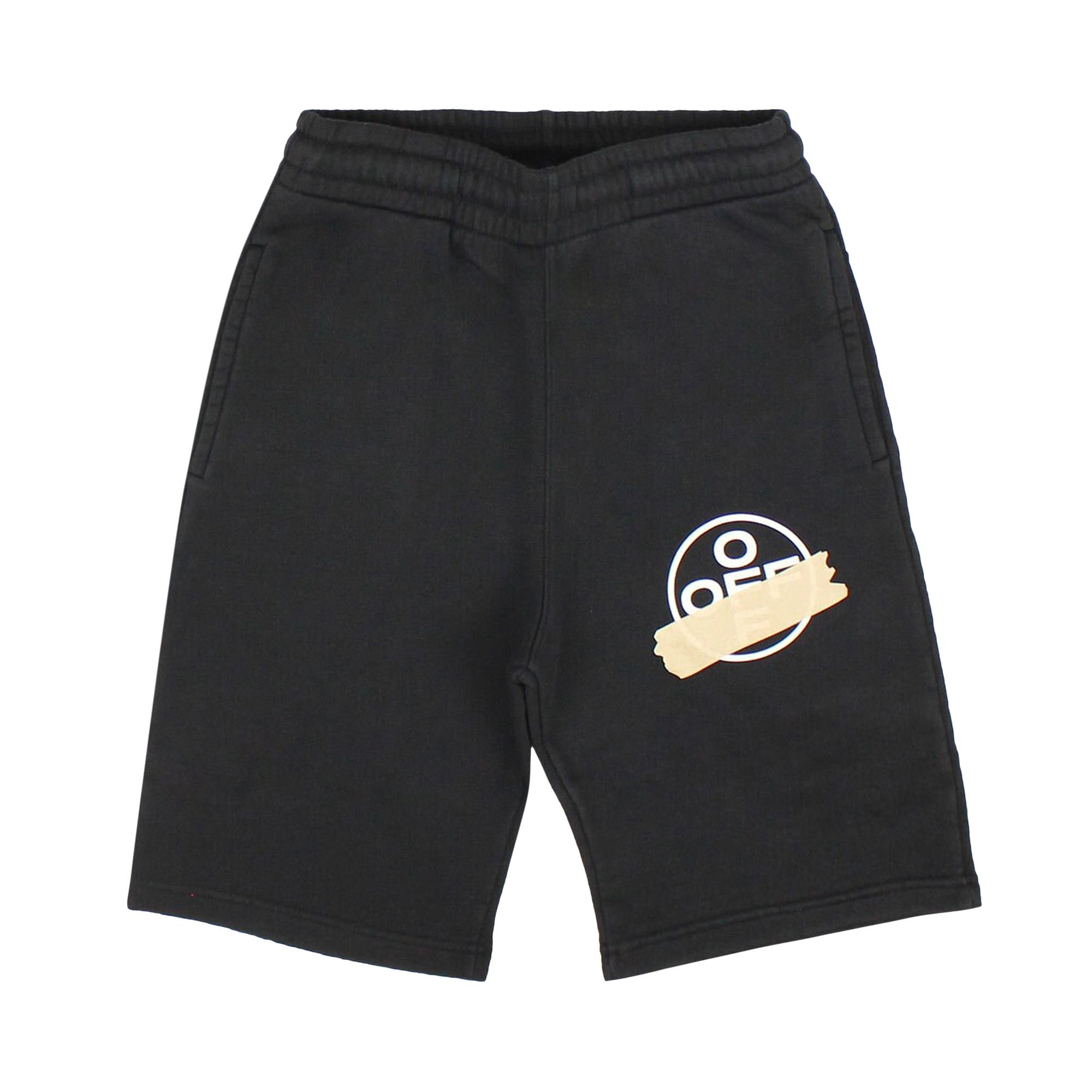 Off-White Tape Sweatshorts 'Black/Beige' - 1