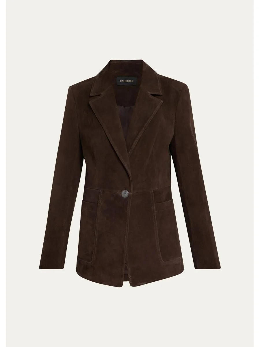 Claudia Single-Button Suede Jacket - 1