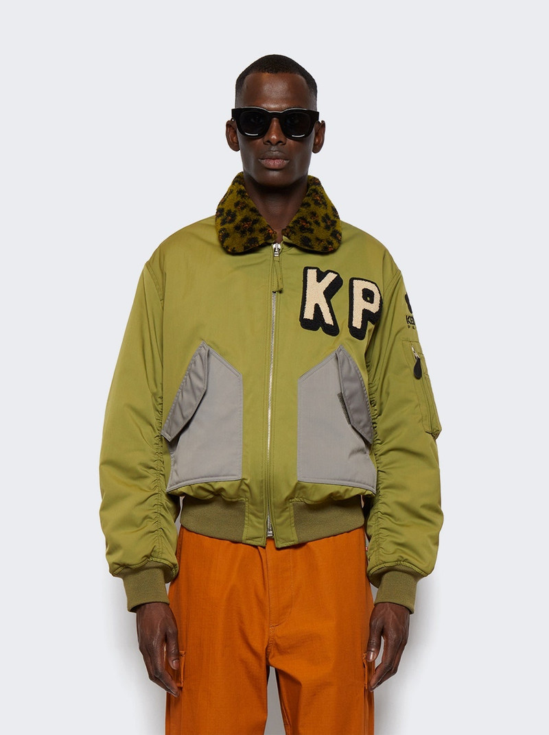 Flight Fur Bomber Jacket Khaki 8