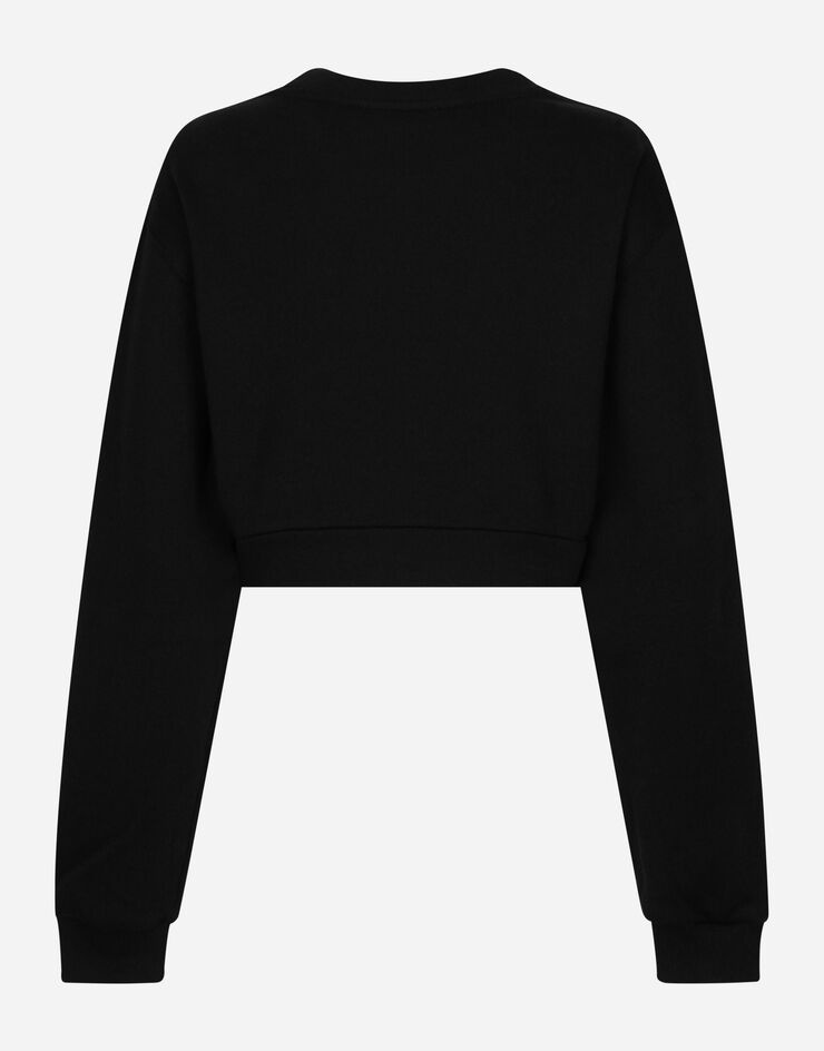 Cropped jersey sweatshirt with DG logo patch - 2
