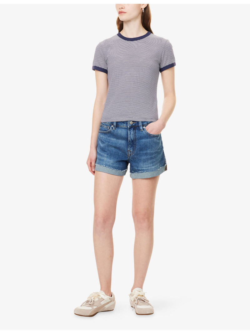 GOOD AMERICAN Slim-Fit Striped Stretch-Cotton T-shirt outlook