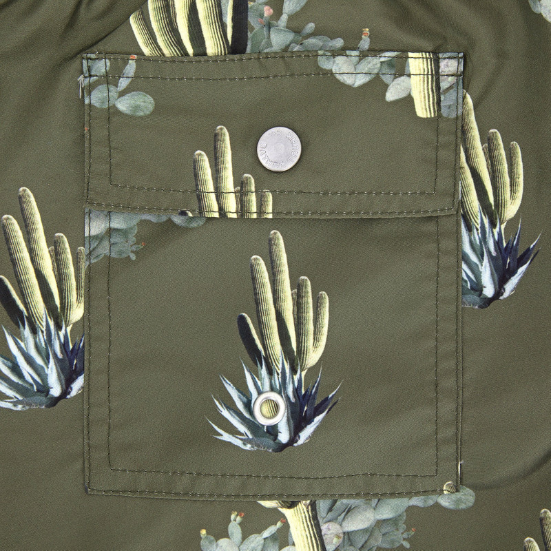 5.5" Cactus Print Swim Trunks - Dark Green 4