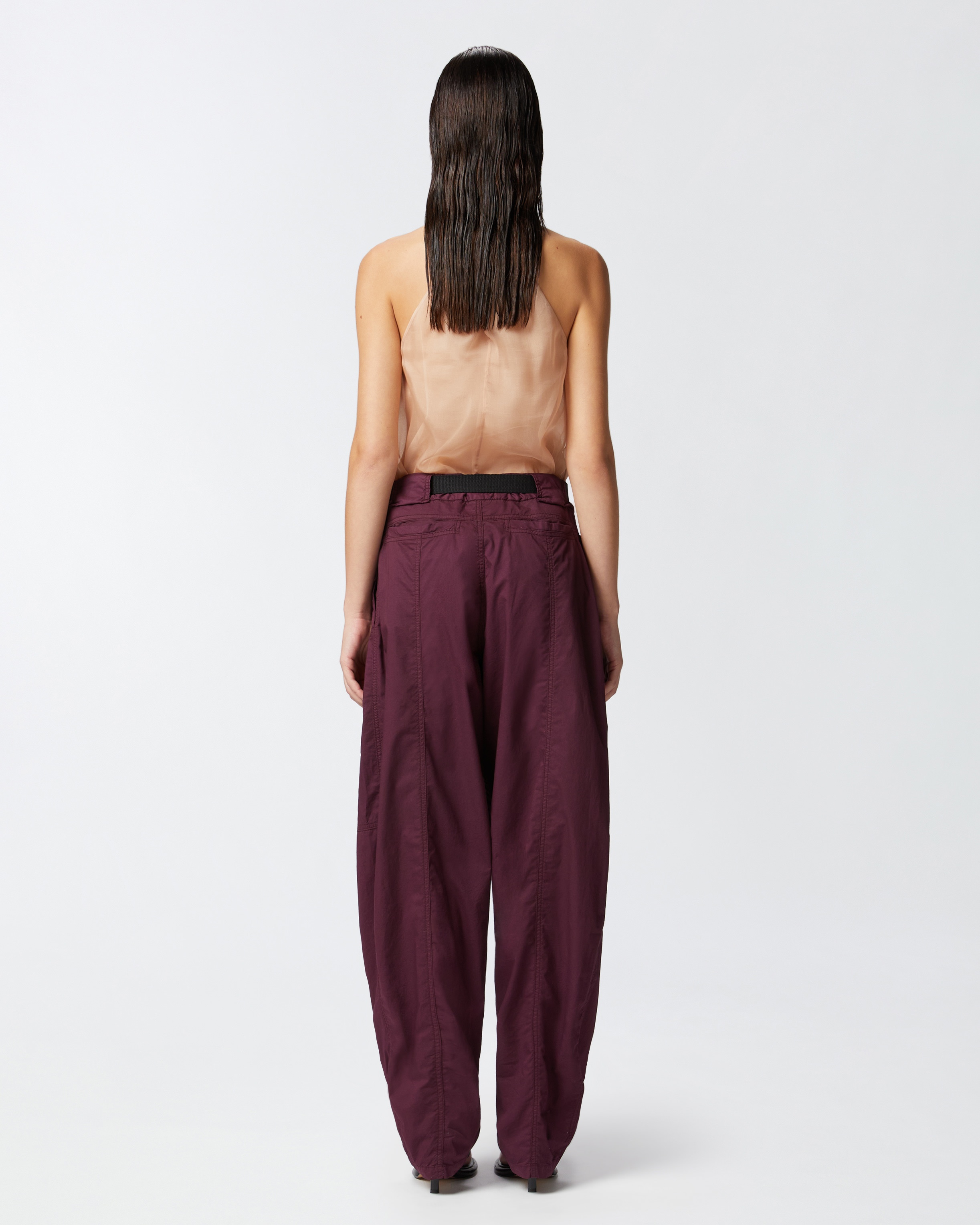 WIDE COTTON TROUSERS WITH BELT - 4