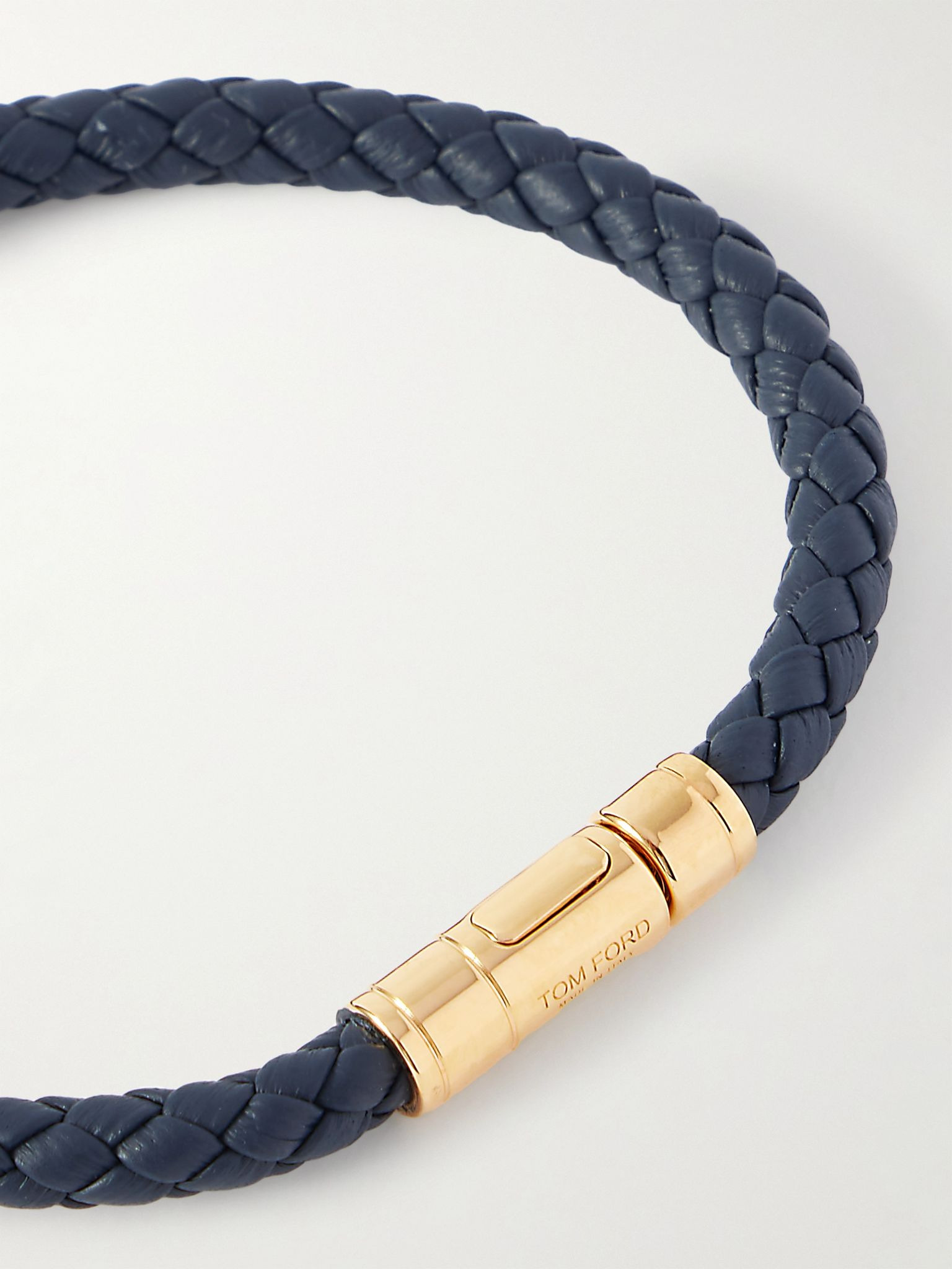 Gold-Tone and Woven Leather Bracelet Midnight blue - 4