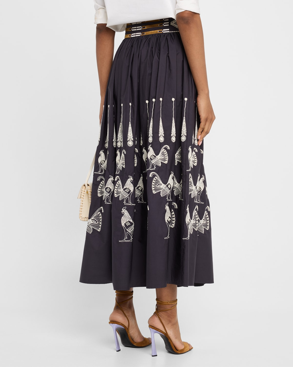 Ombretta Embroidered A-Line Maxi Skirt - 3
