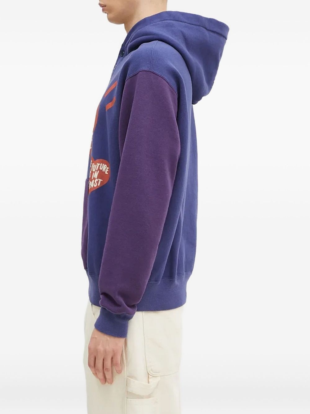heart-print two-tone hoodie - 2