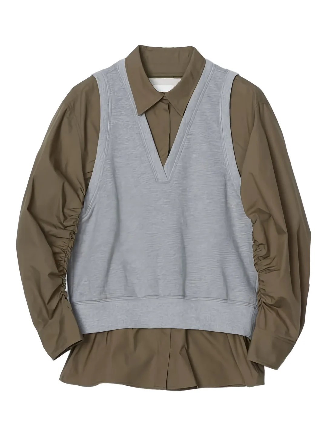 Ruched Shirt With Combo Vest - 1