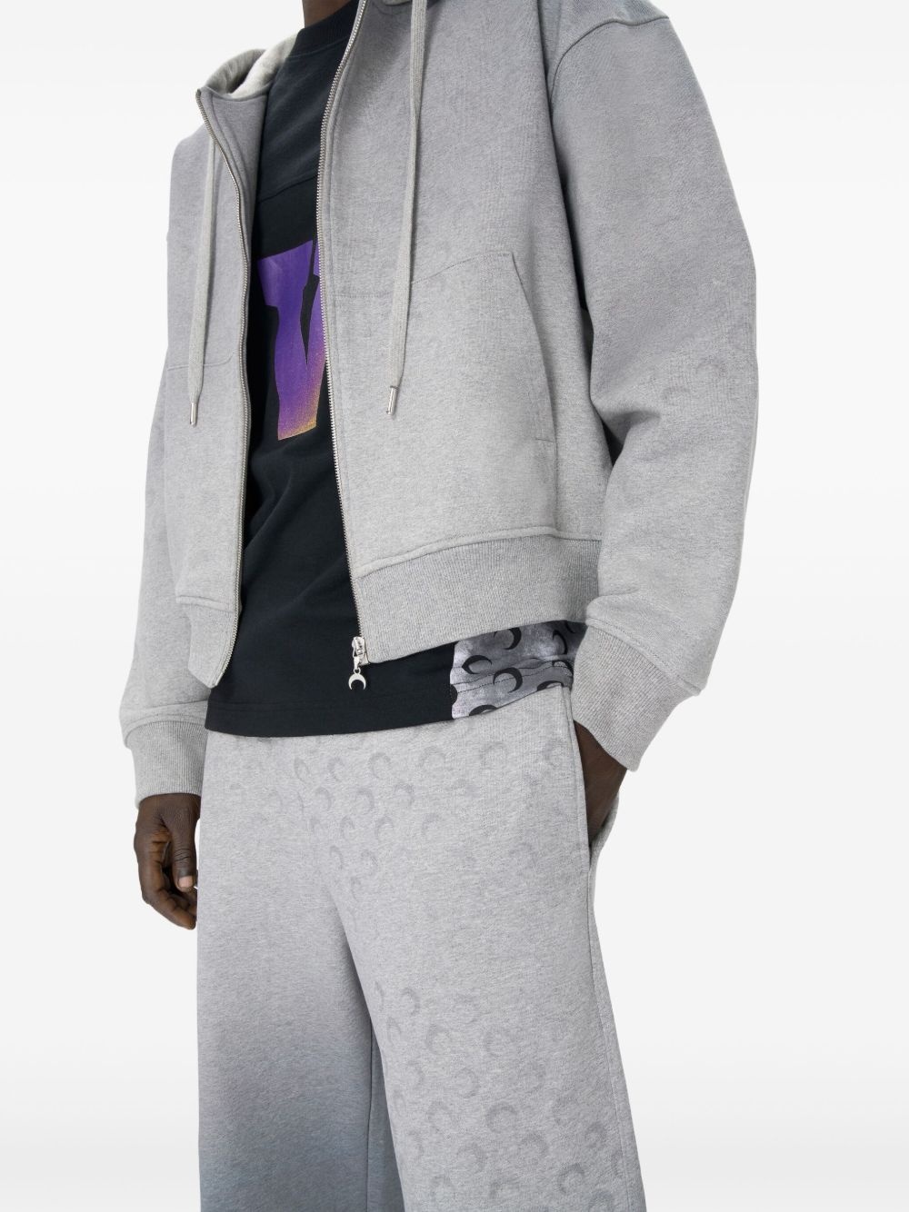 Moon-pattern fleece hoodie - 7