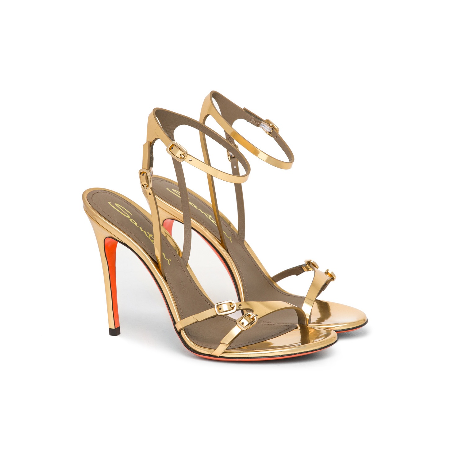 Women’s mirrored gold high-heel sandal - 2