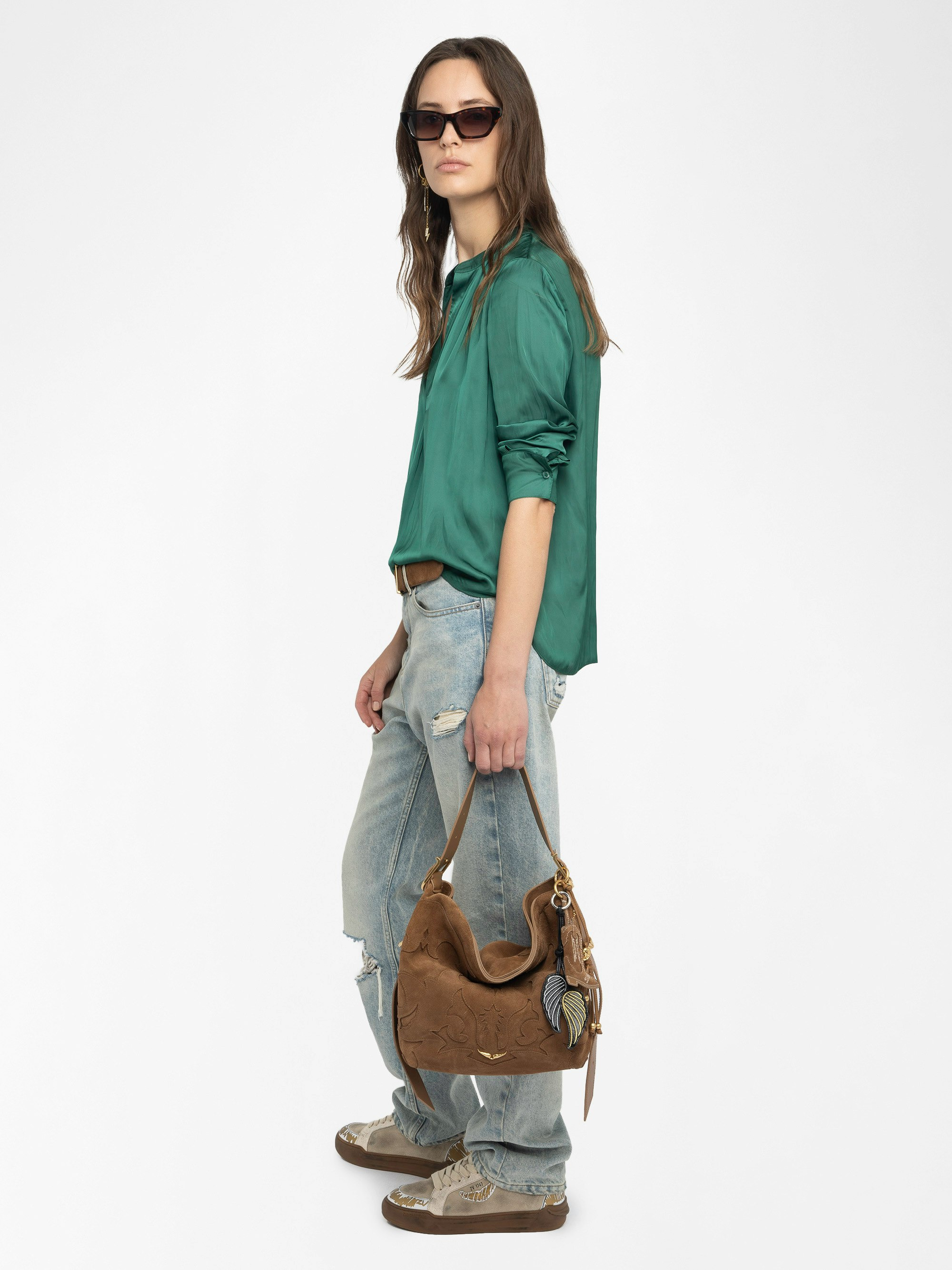 Tink Emerald Green Satin Blouse - 6