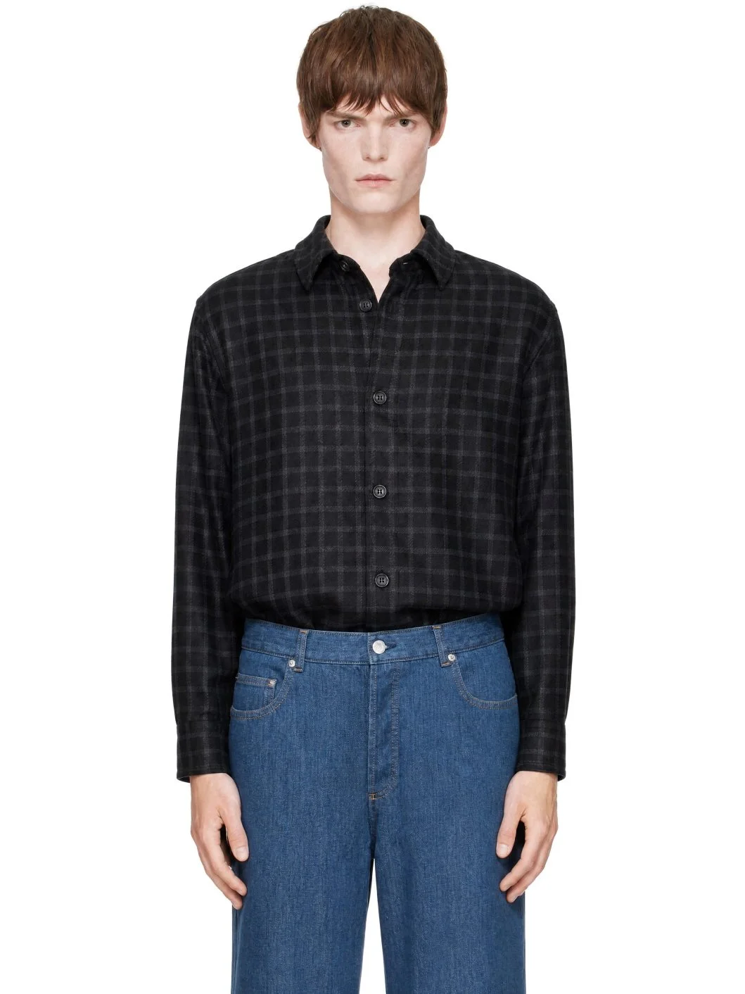Black Checked Overshirt - 1