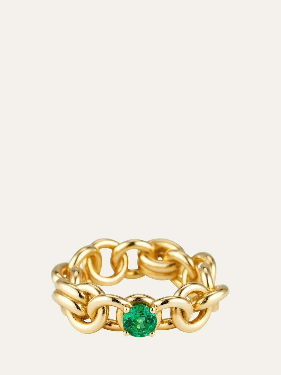 Large Fused Serpens Ring with 5mm Emerald - 1