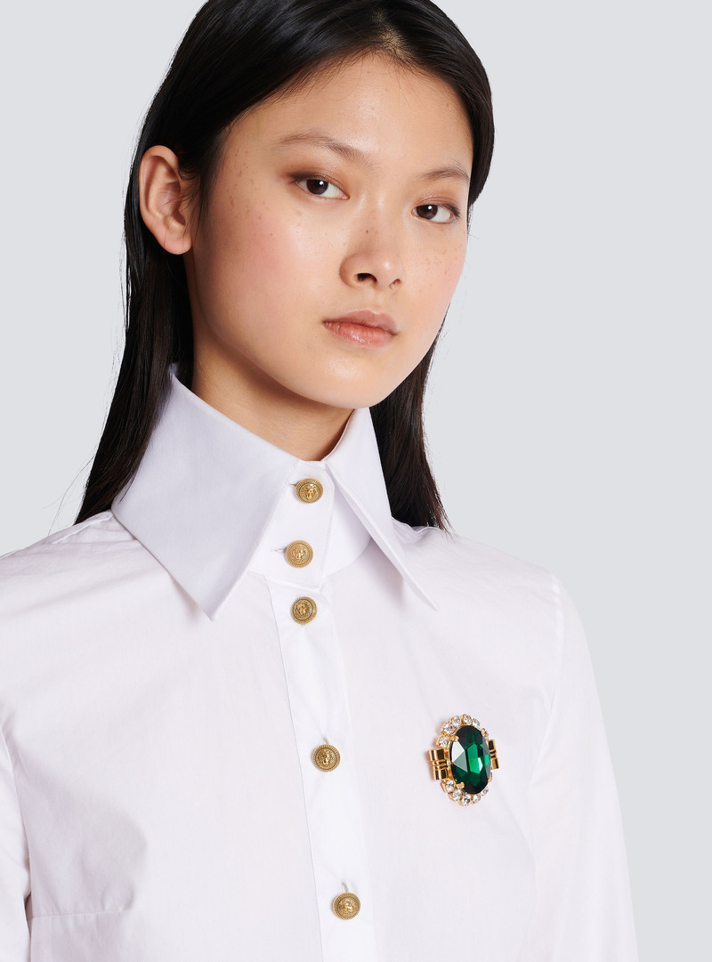 Balmain Oval brass and crystal brooch outlook