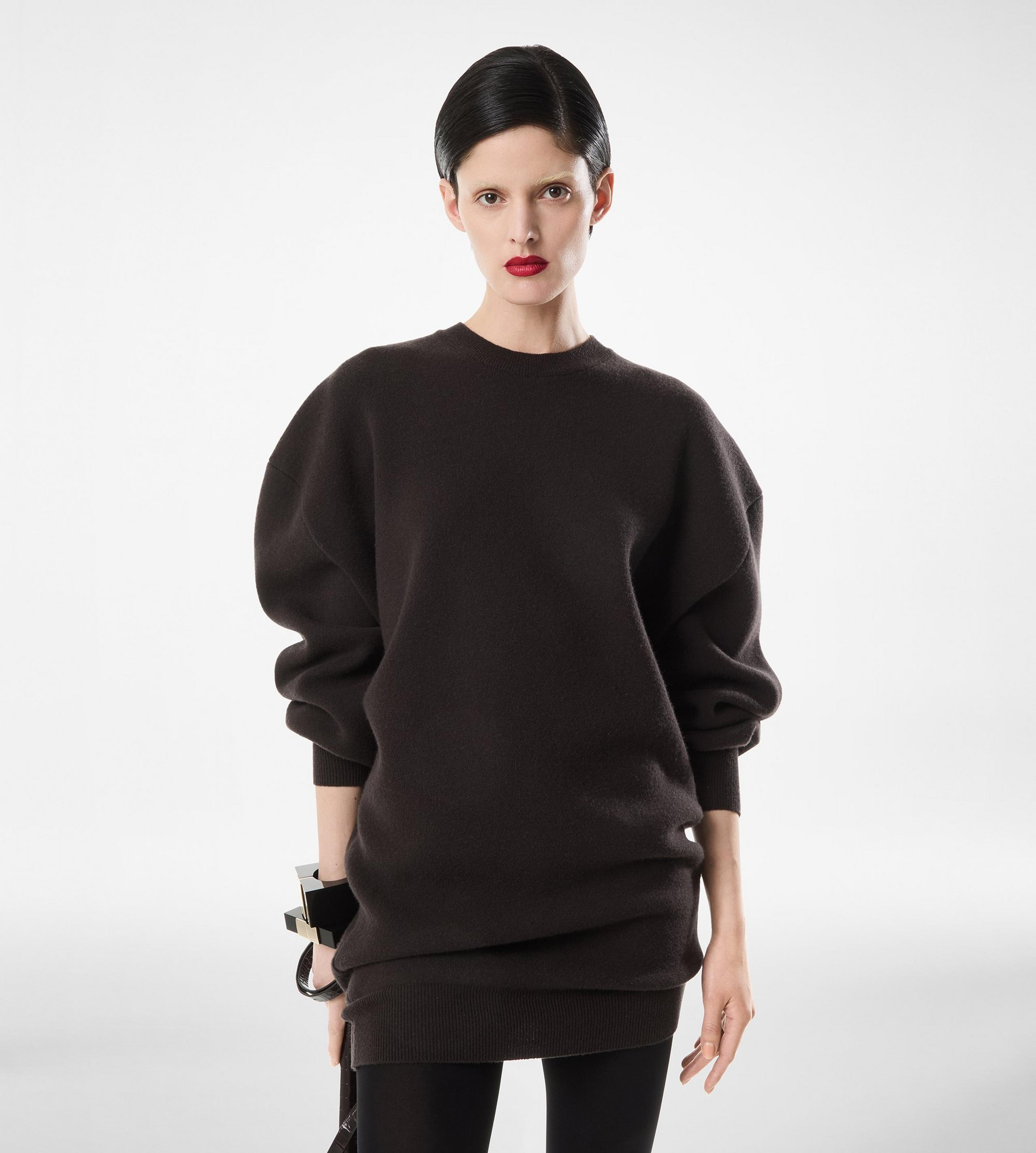 SCULPTURAL WOOL CASHMERE SWEATSHIRT MINI DRESS - 2