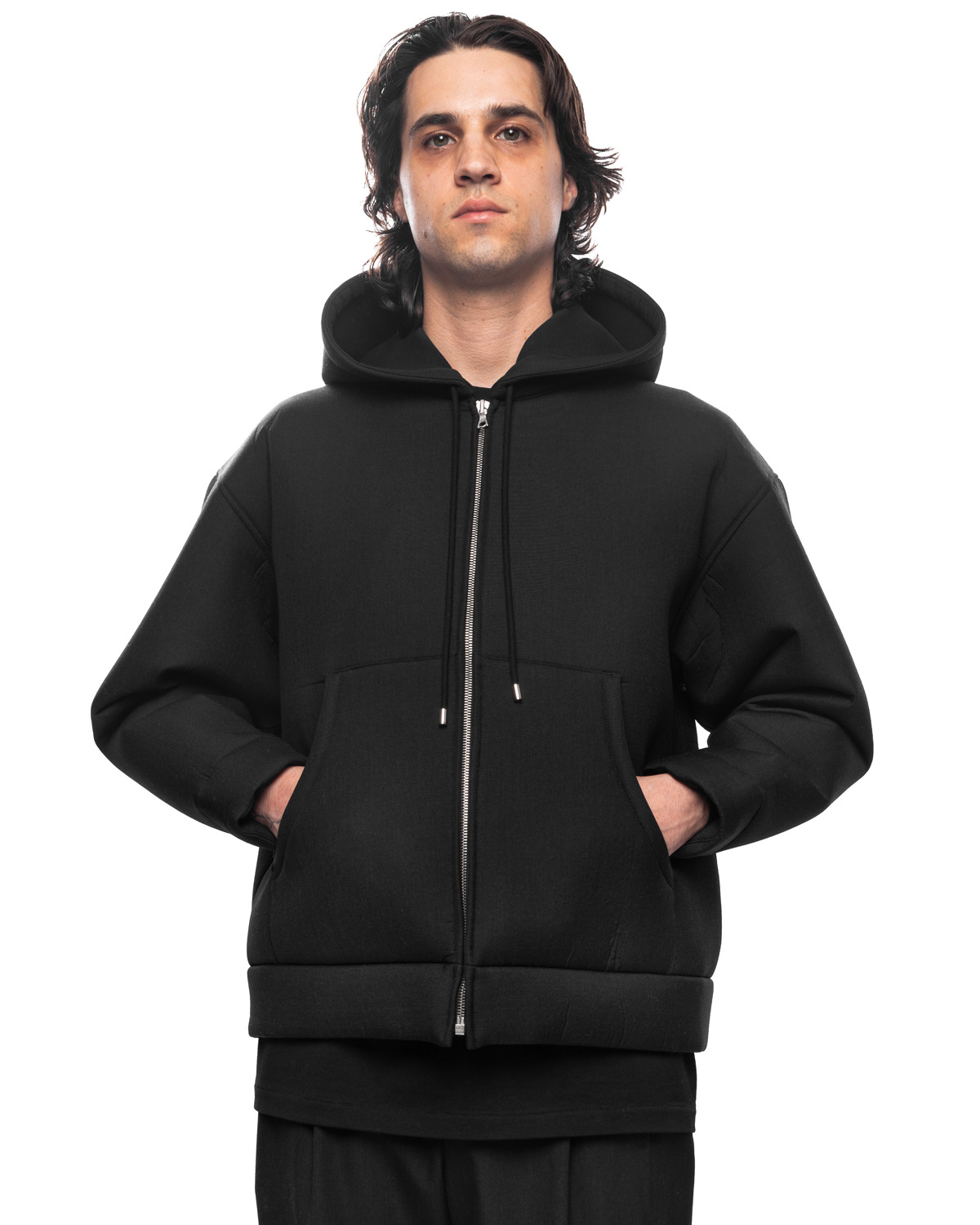 AURALEE SPONGE TROPICAL WOOL ZIP HOODIE