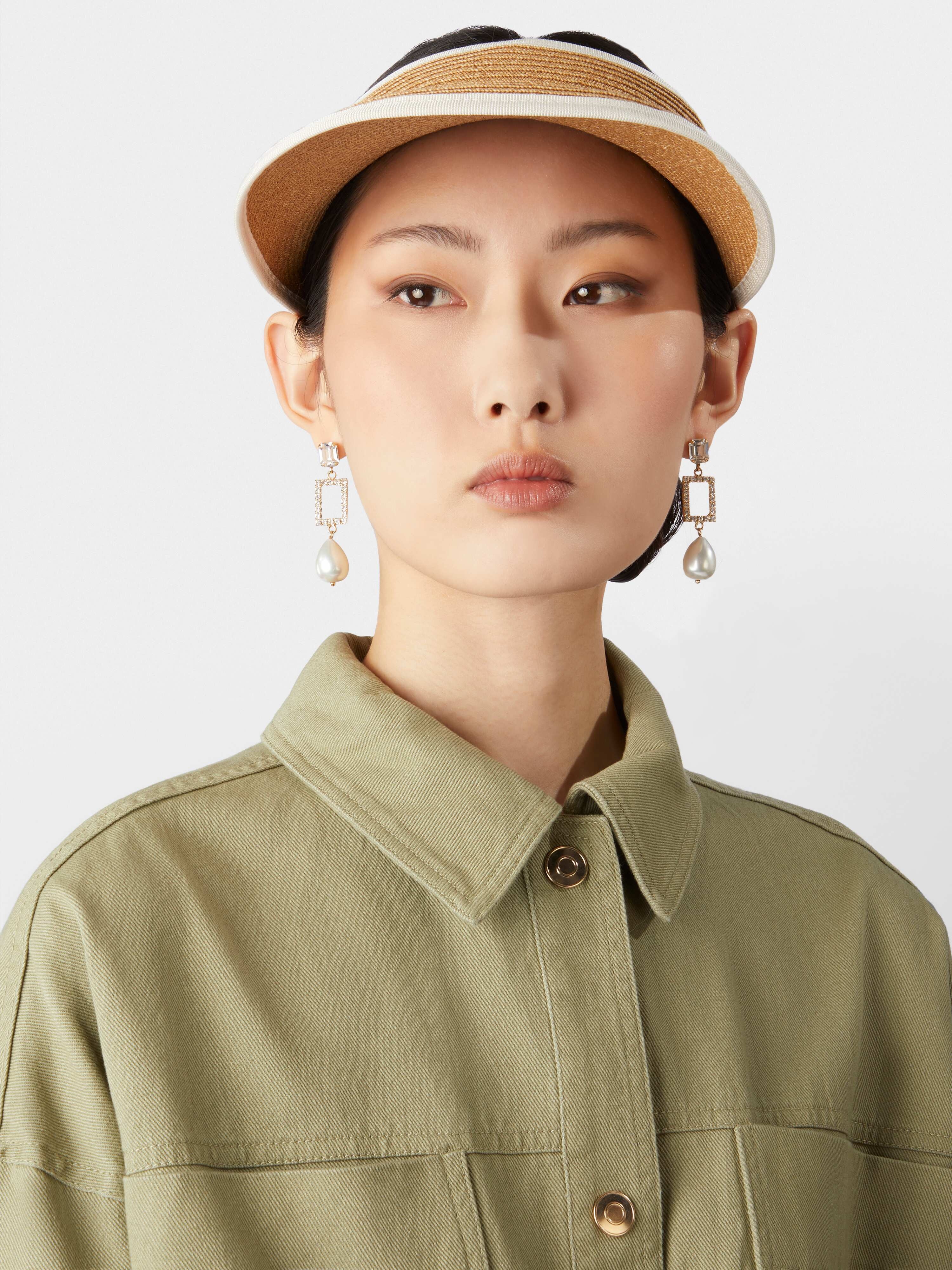 Roger Vivier Broche Vivier Buckle Visor in Straw
