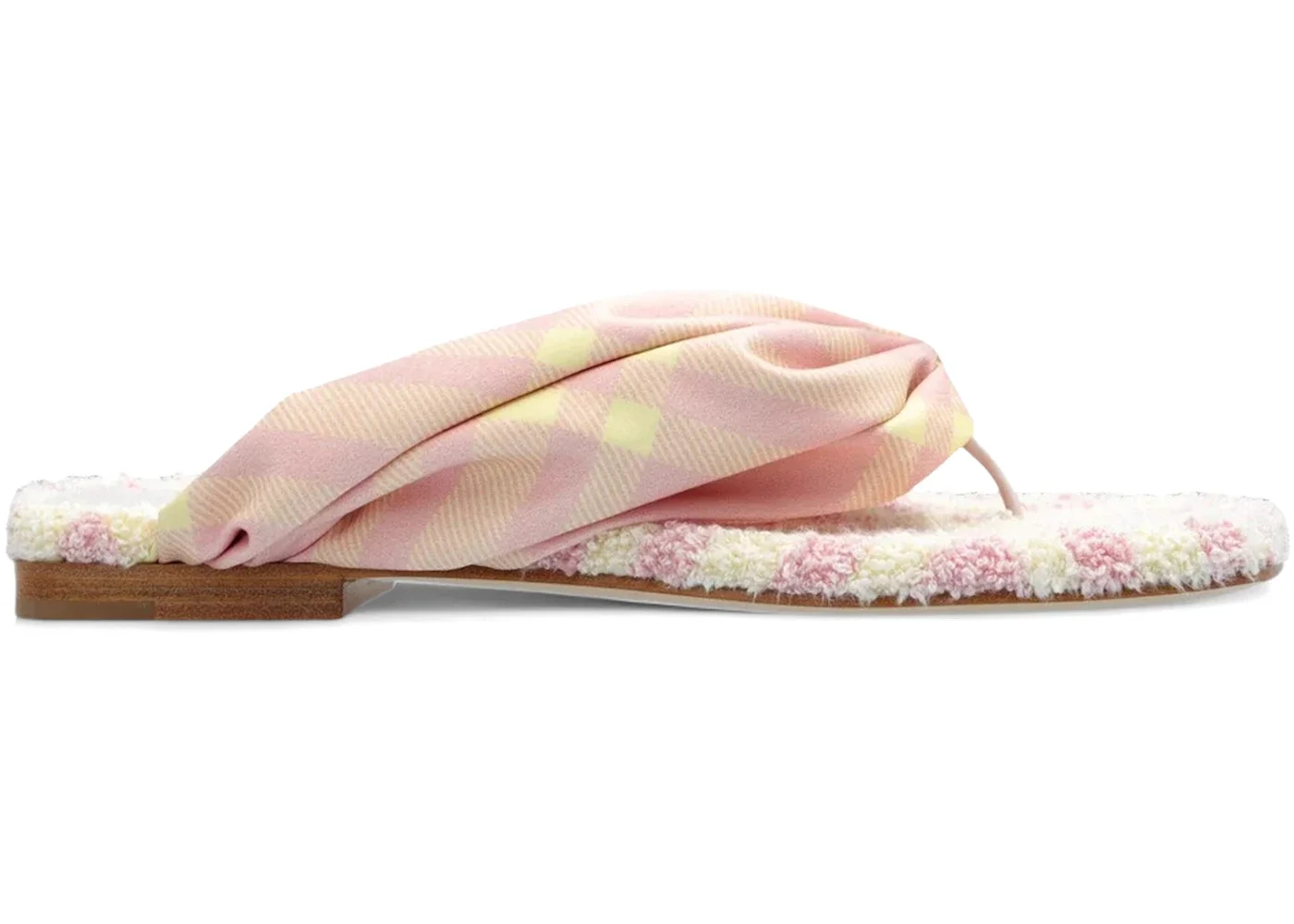 Burberry Check Printed Open-Toe Flat Sandals Pink (Women's) - 1