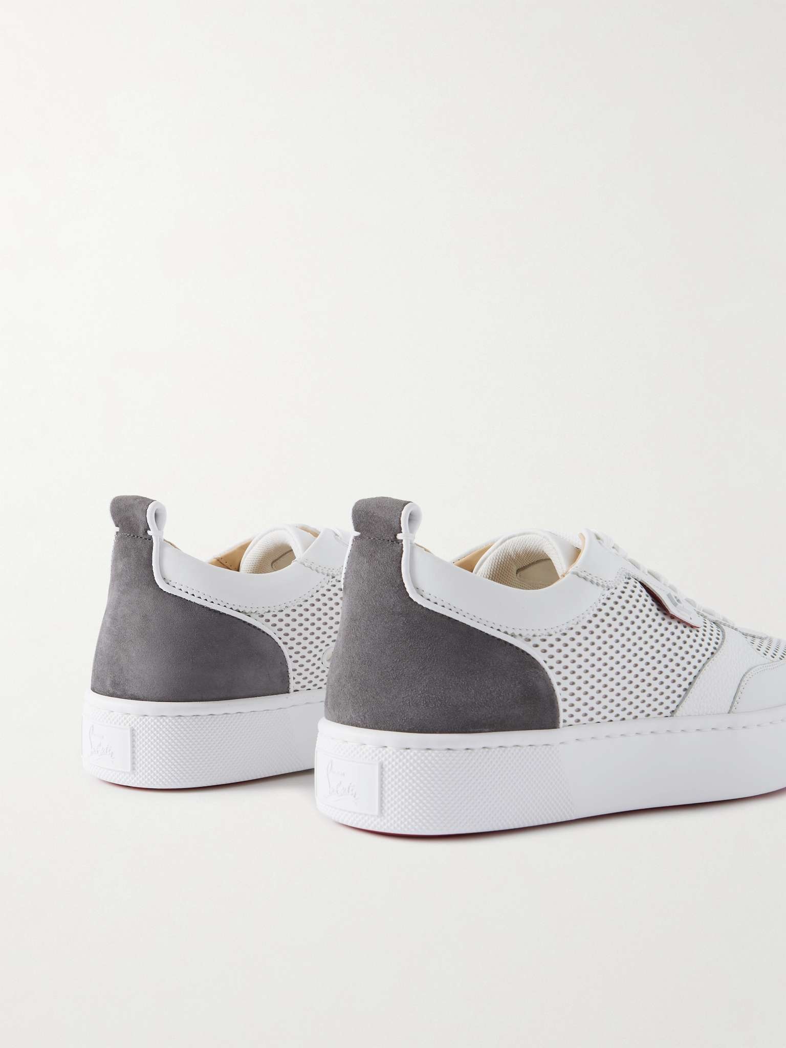 Happyrui Suede-Trimmed Perforated Leather Sneakers - 5