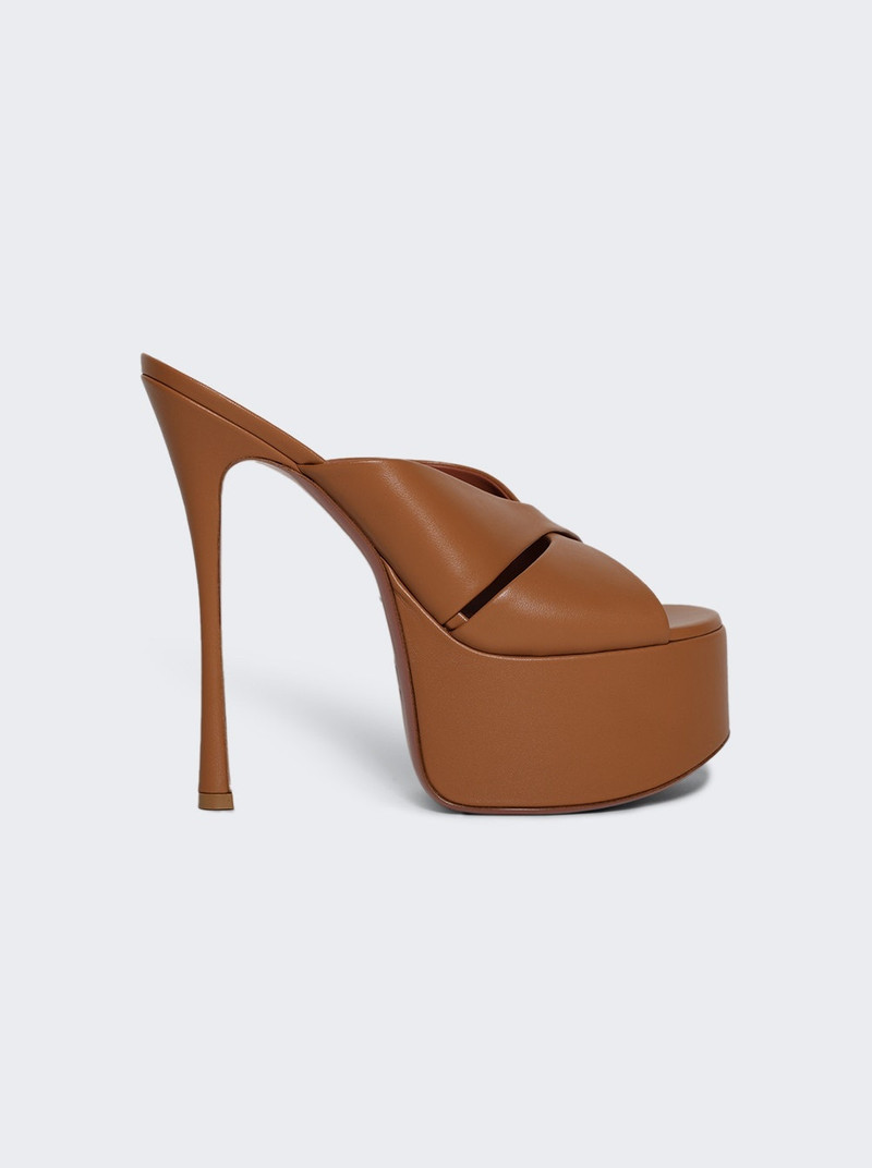 Salma Plateau Slipper Sandal Latte Leather 1