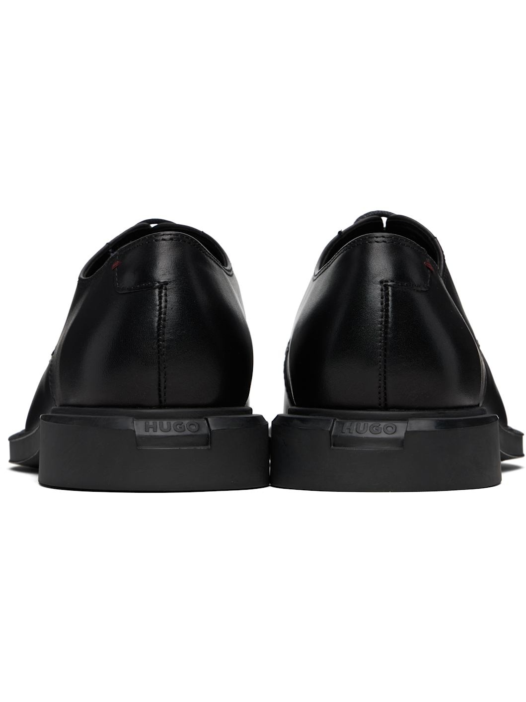 Black Rubber-Sole Leather Derbys - 2