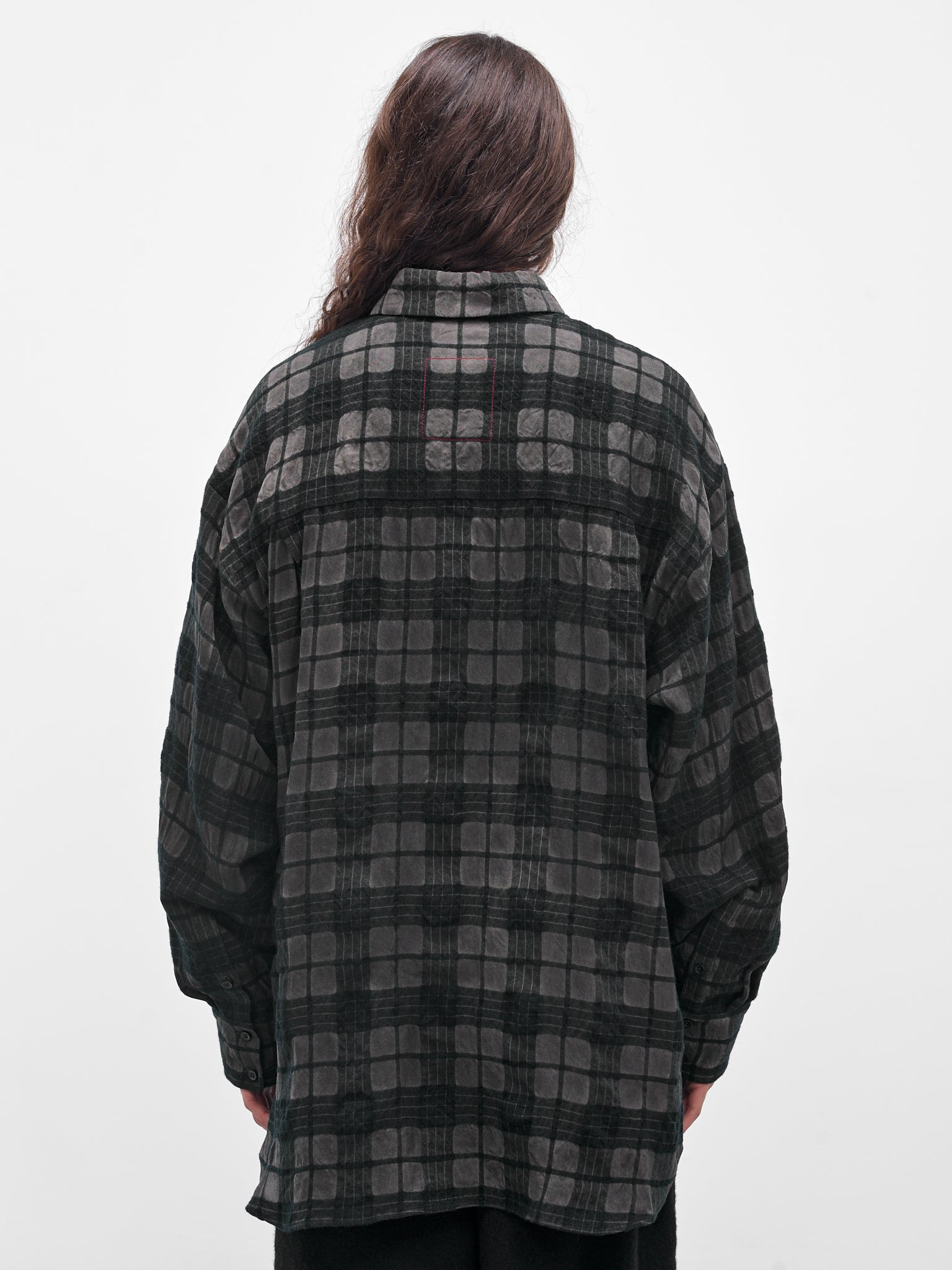 Gray Plaid Check Button-Up Shirt - 3