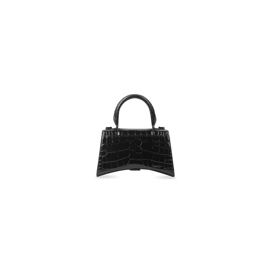 Women's Hourglass Xs Handbag Crocodile Embossed With Rhinestones  in Black - 3