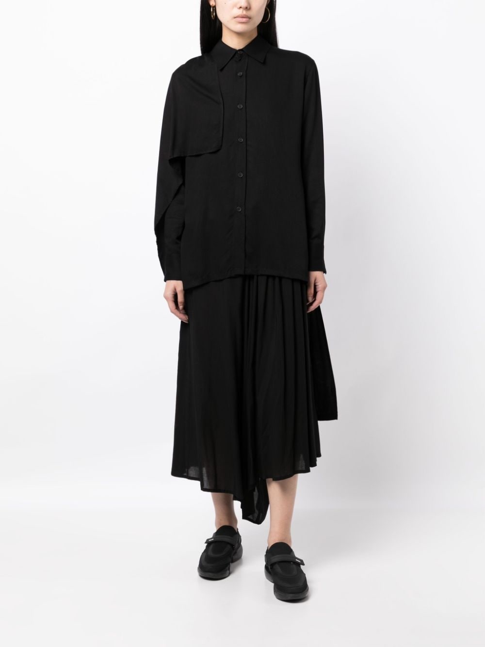 pleated high-low hem shirt - 3