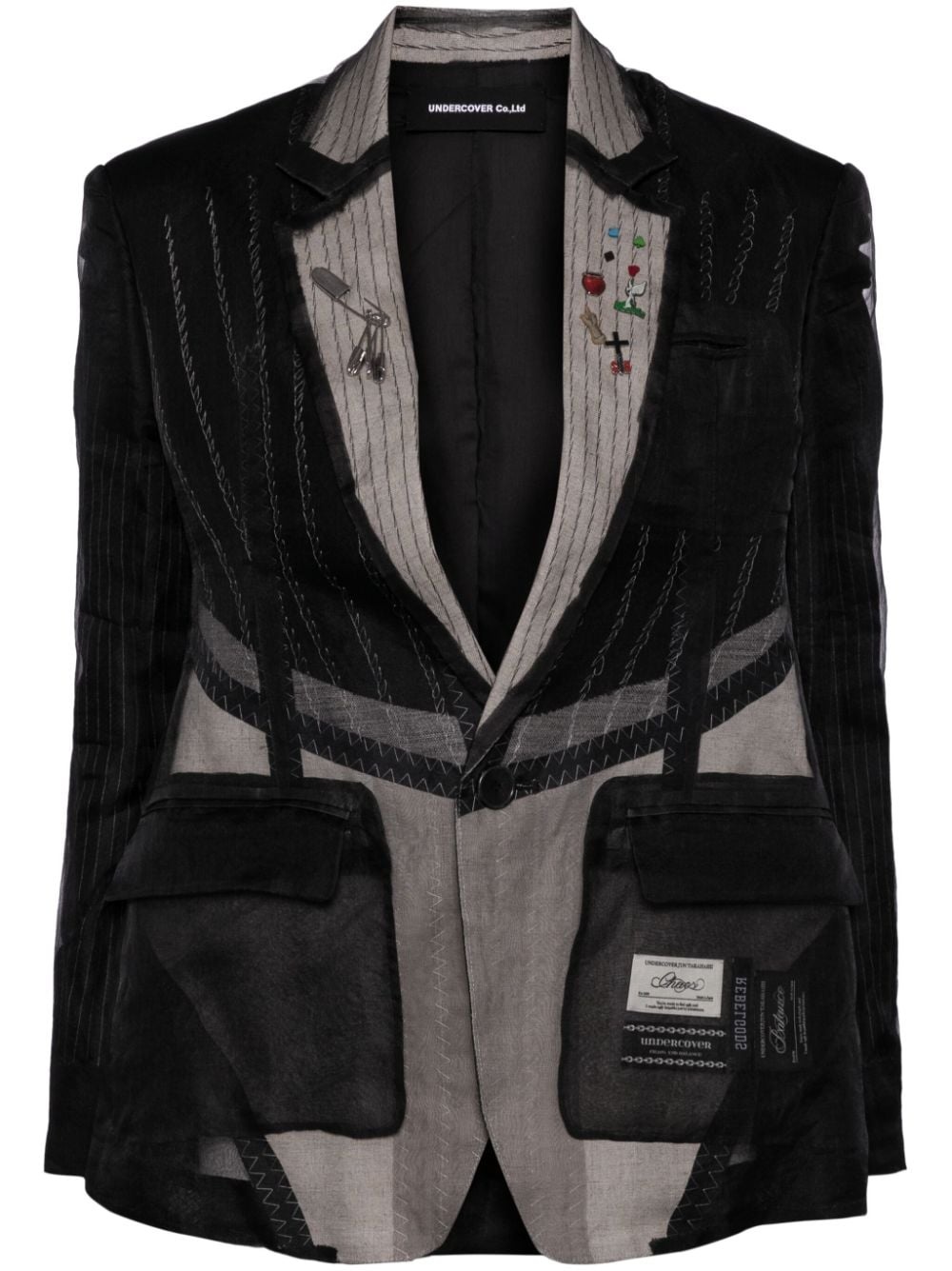 panelled embroidered blazer - 1
