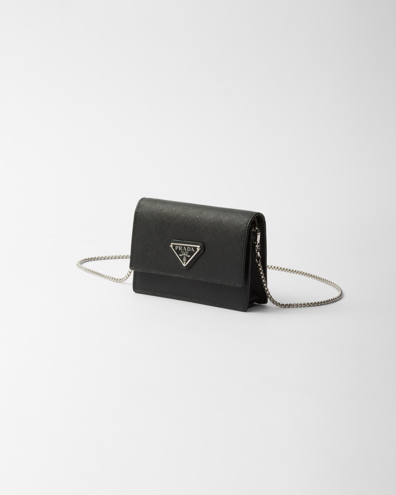 Saffiano leather card holder with shoulder strap 3
