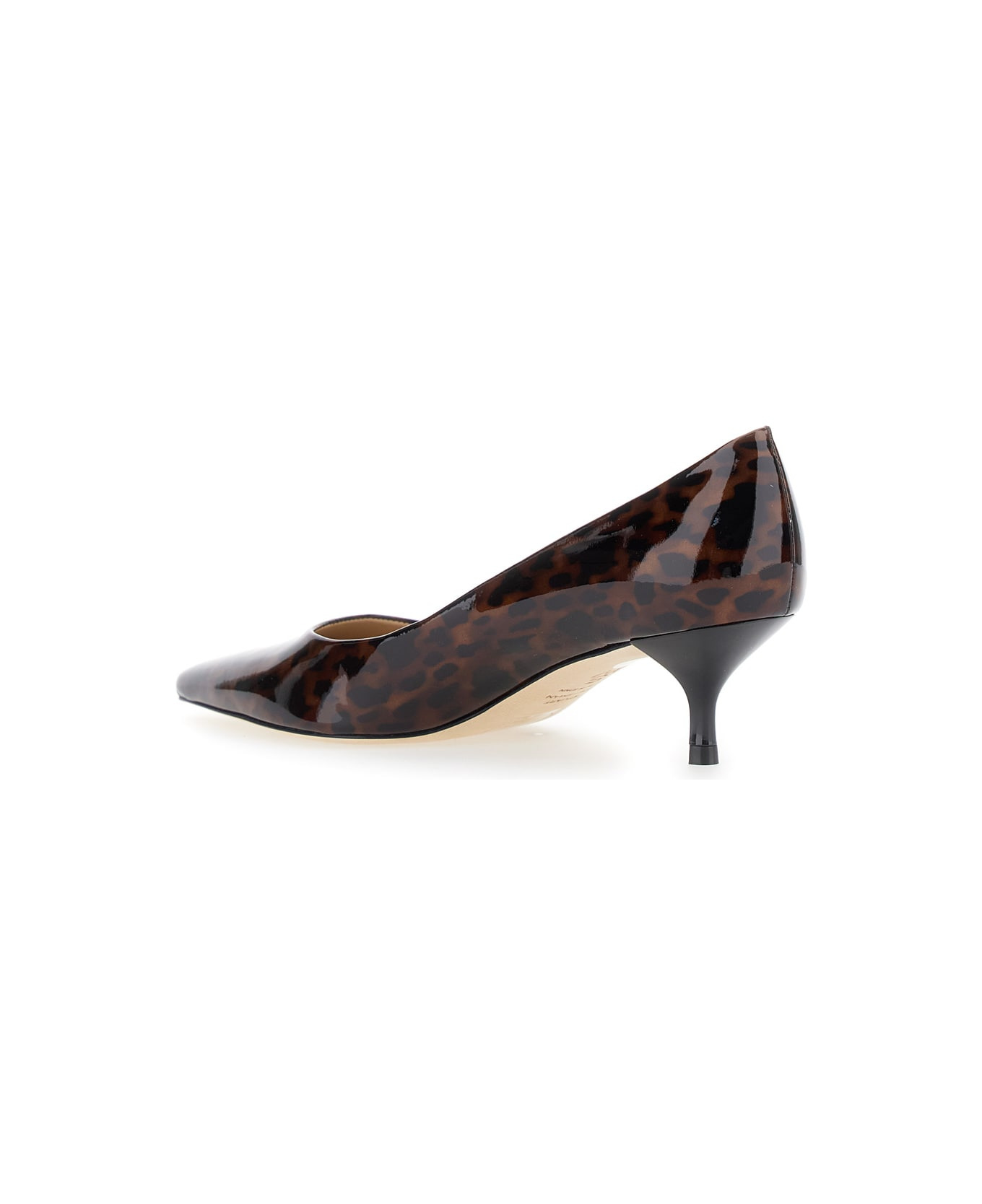 'power' Brown Pumps With Kitten Heel And Leopard Motif In Leather Woman - 3
