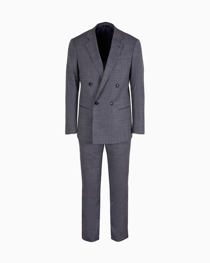 Soho line double-breasted check suit in virgin wool 1