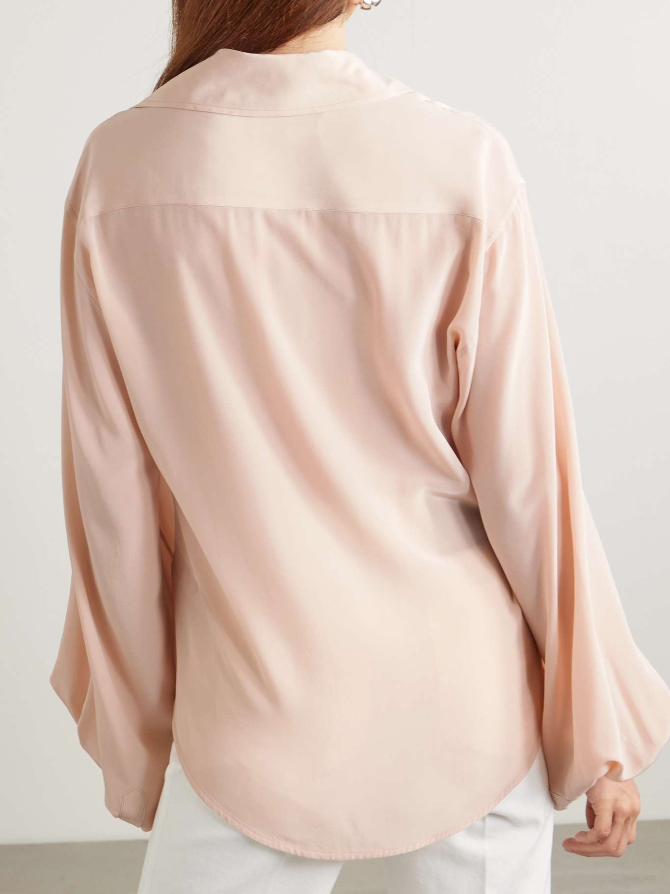 Silk crepe de chine shirt Blush - 4