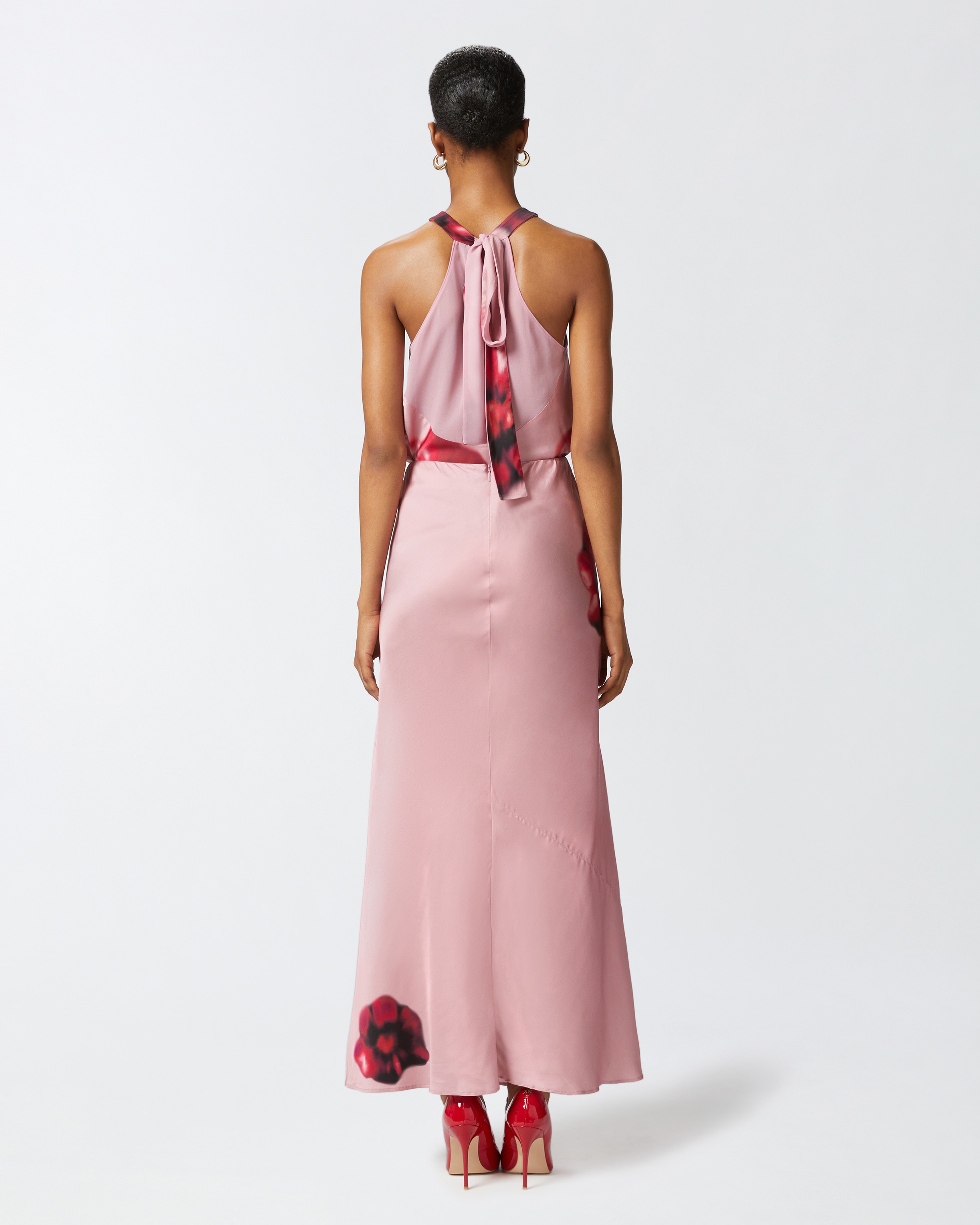 LONG SATIN SKIRT WITH FLORAL PRINT - 4
