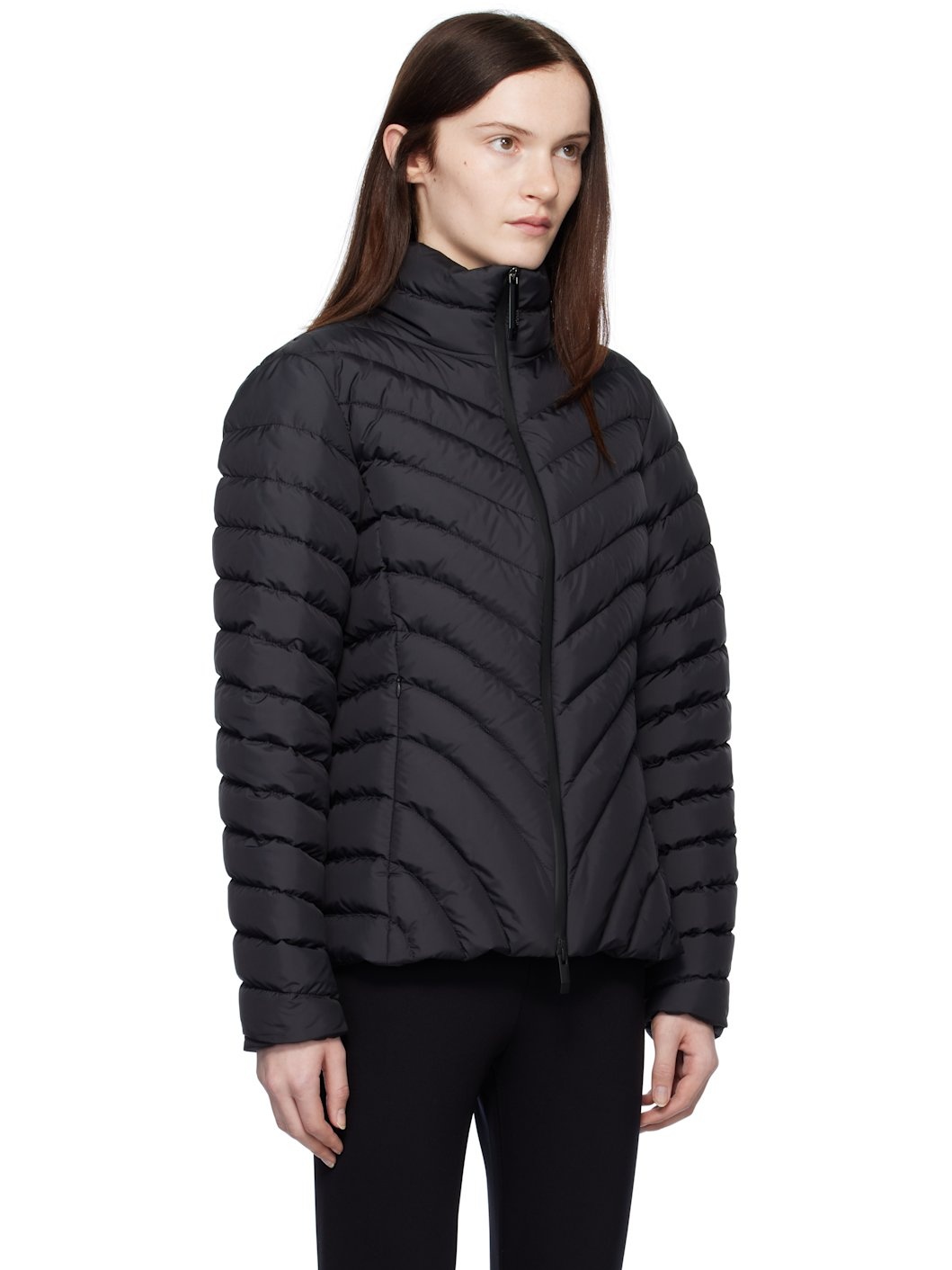 Black Grange Diagonal-Quilted Short Down Jacket - 2