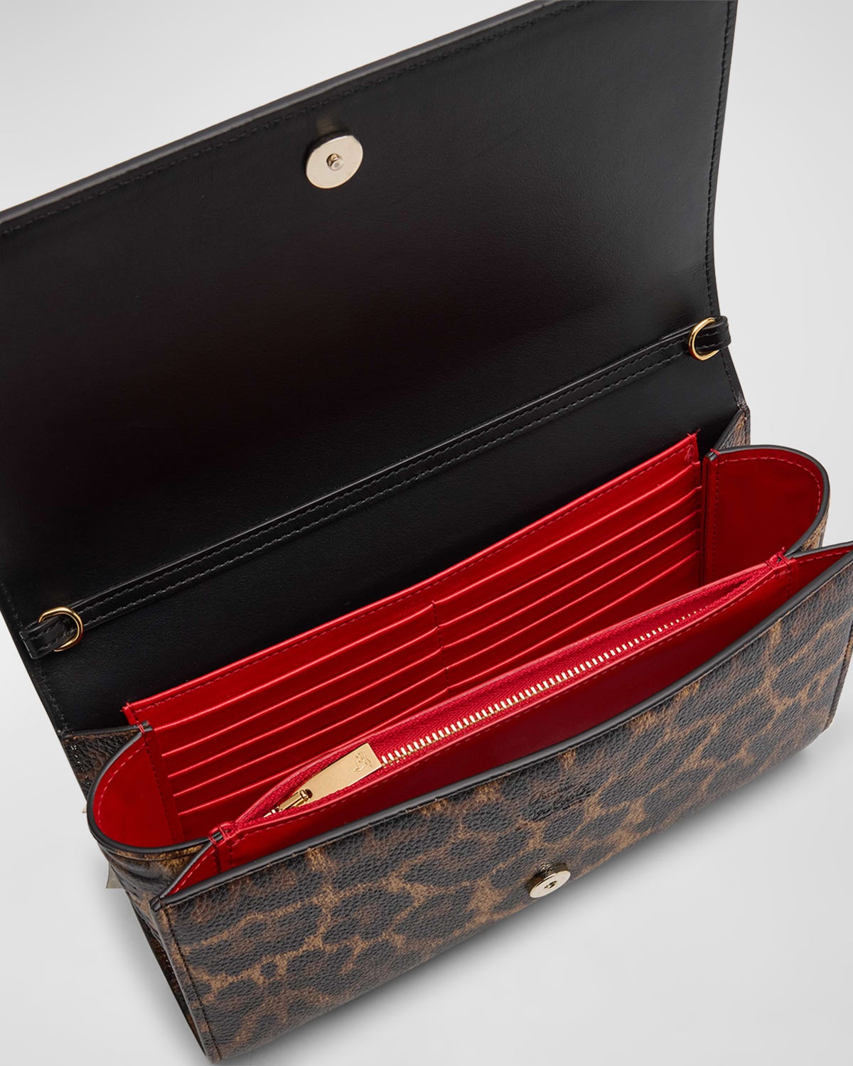 Paloma Spike Leopard-Print Leather Wallet on Chain - 3