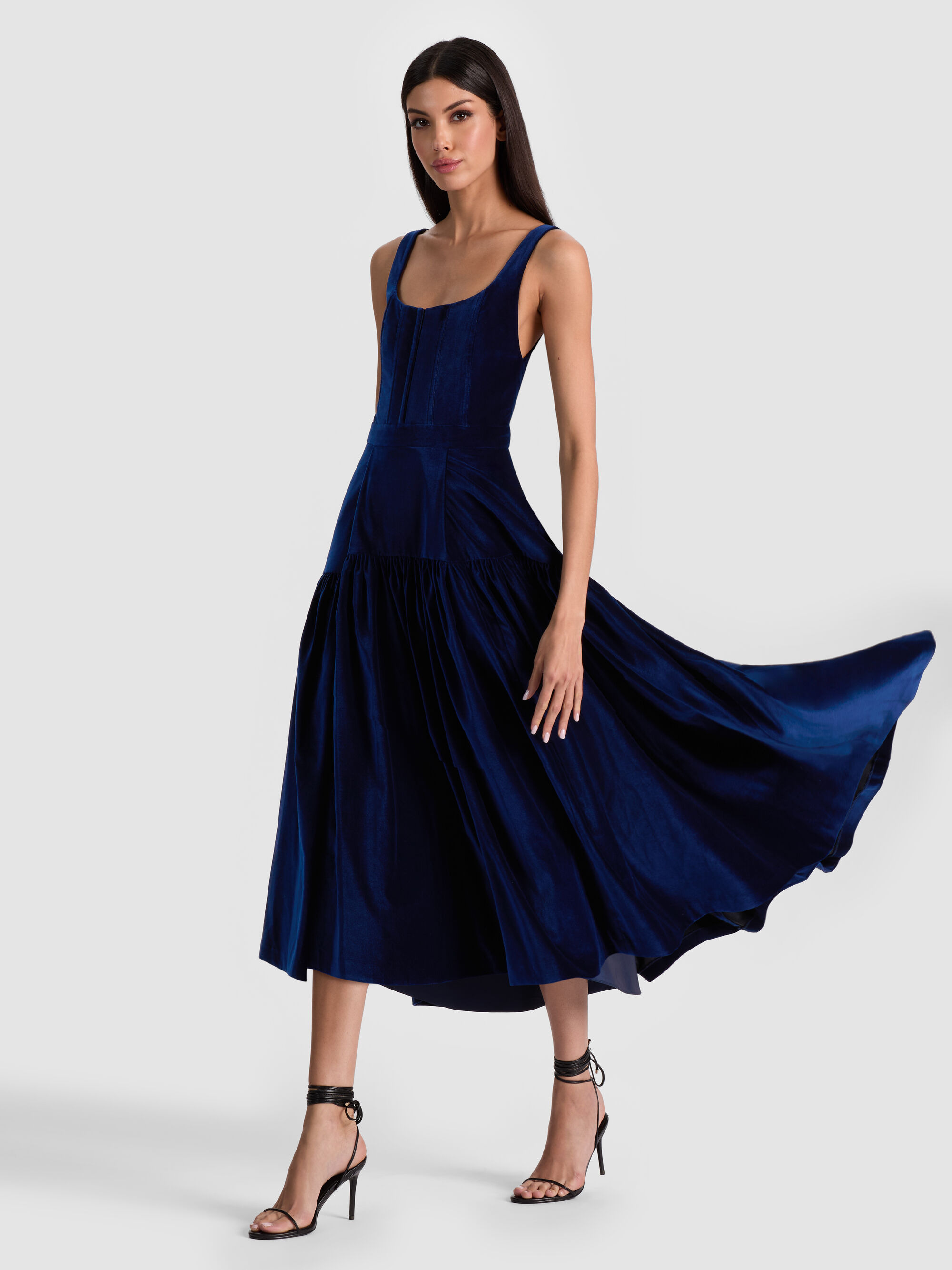 DIANA VELVET STRUCTURED MIDI DRESS - 5