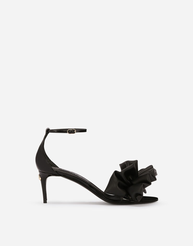 Polished calfskin sandals with ruching - 1
