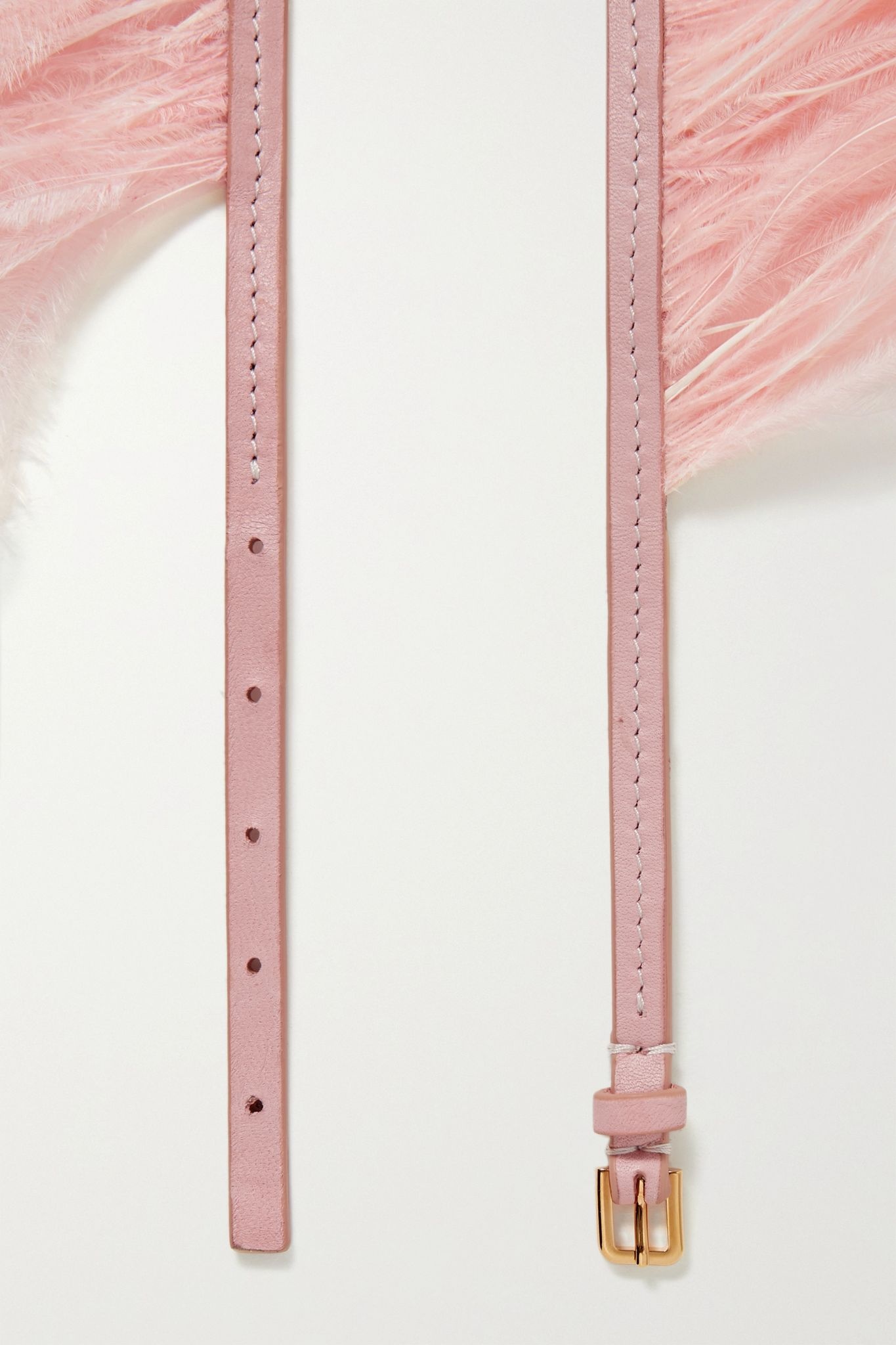 Feather-embellished leather belt - 5