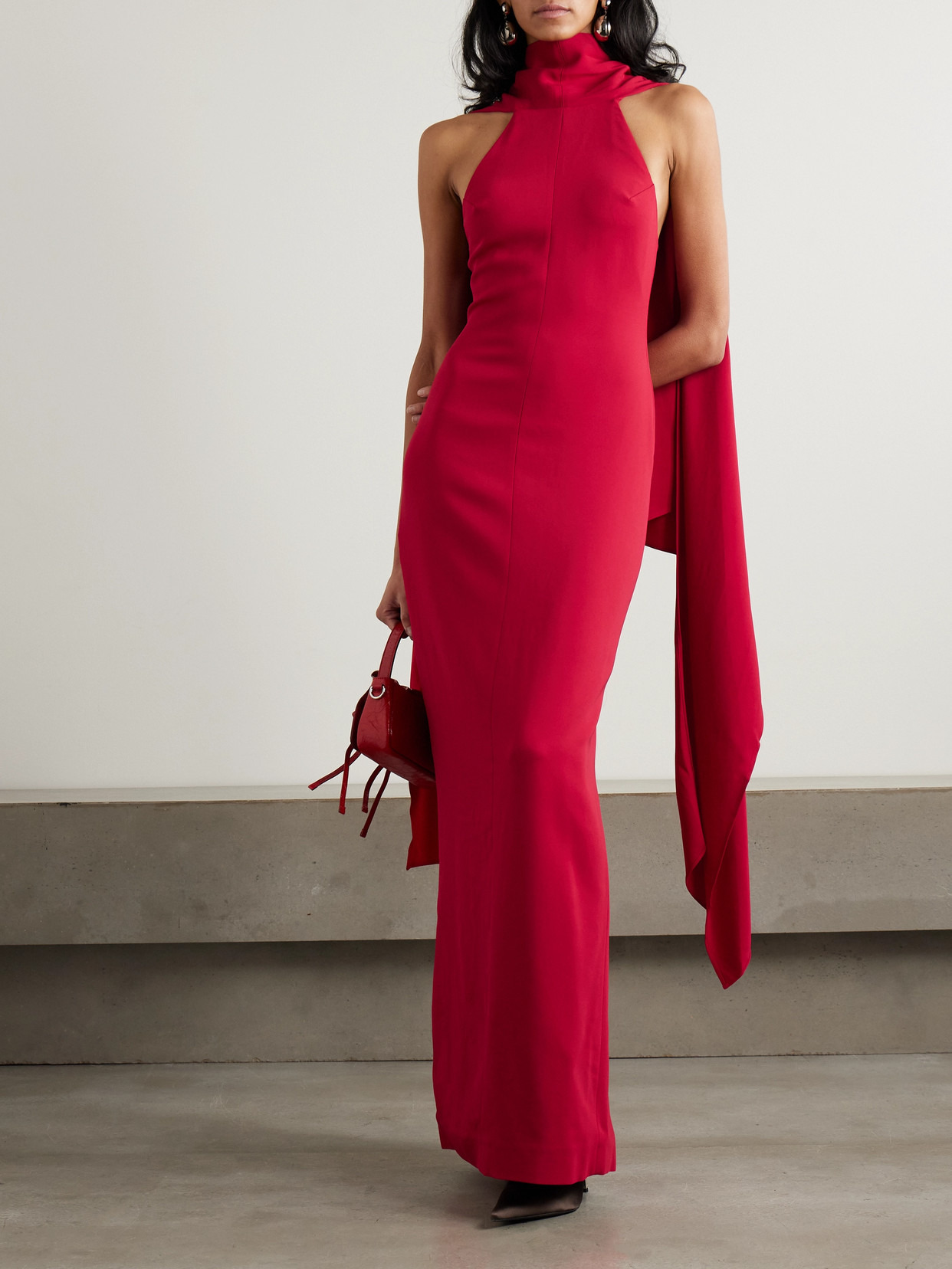 Emerson Draped Open-back Crepe Halterneck Gown - 2