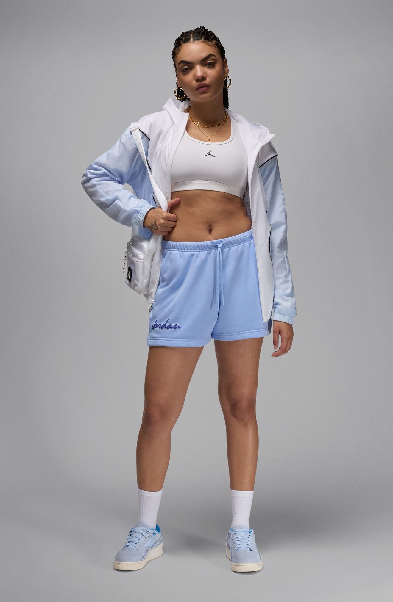 Jordan Brooklyn Fleece Sweat Shorts in Aluminum/White at Nordstrom - 5