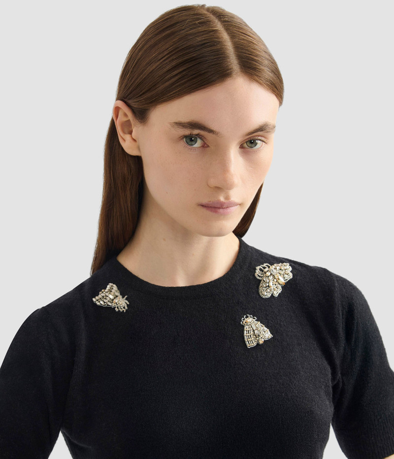 EMBELLISHED SHORT SLEEVE KNIT TOP 4