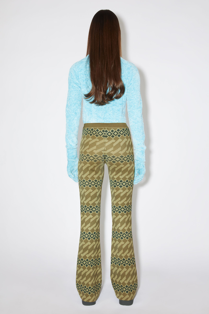 Printed rib knit trousers - Khaki beige/wheat beige 3